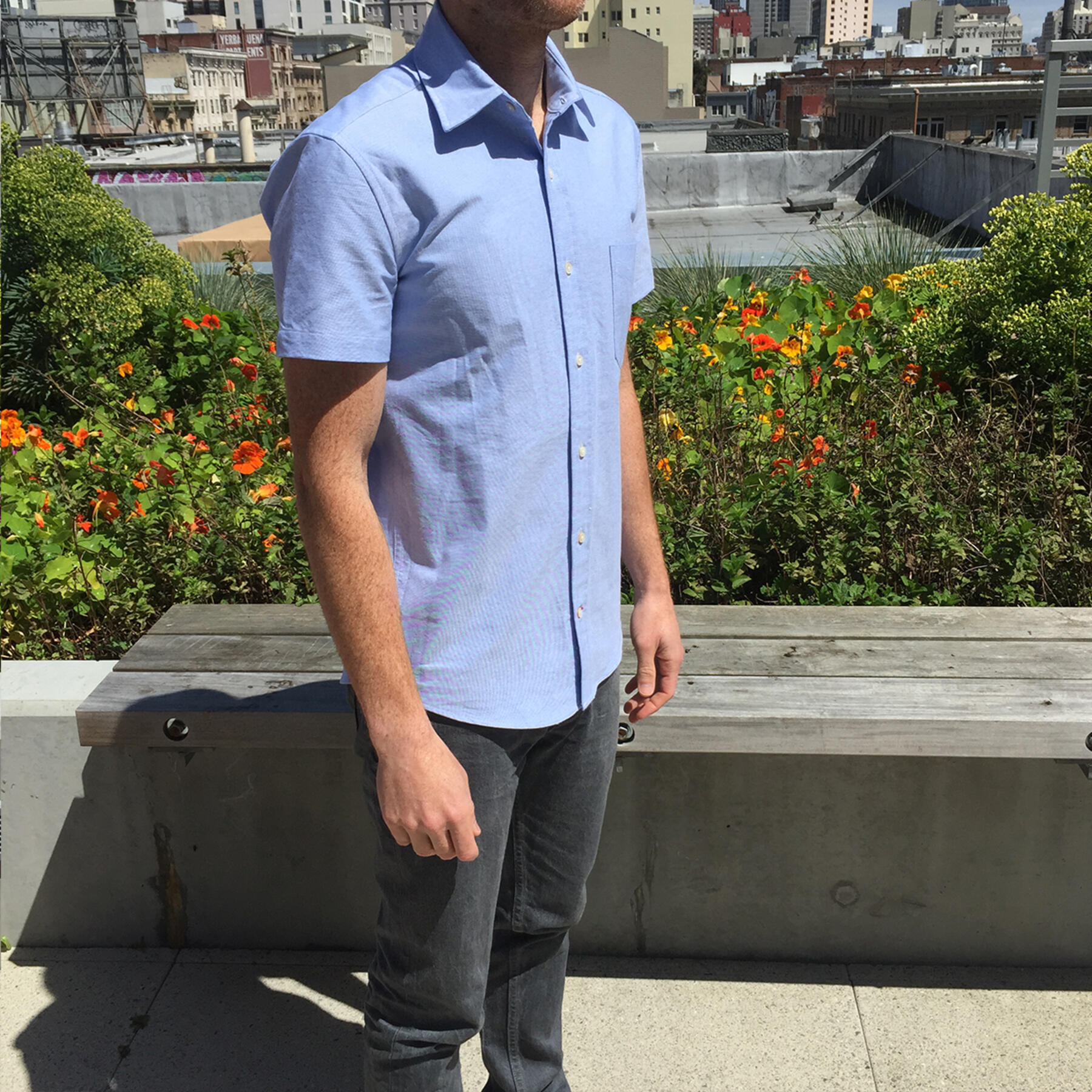 gustin #1 short sleeve blue oxford