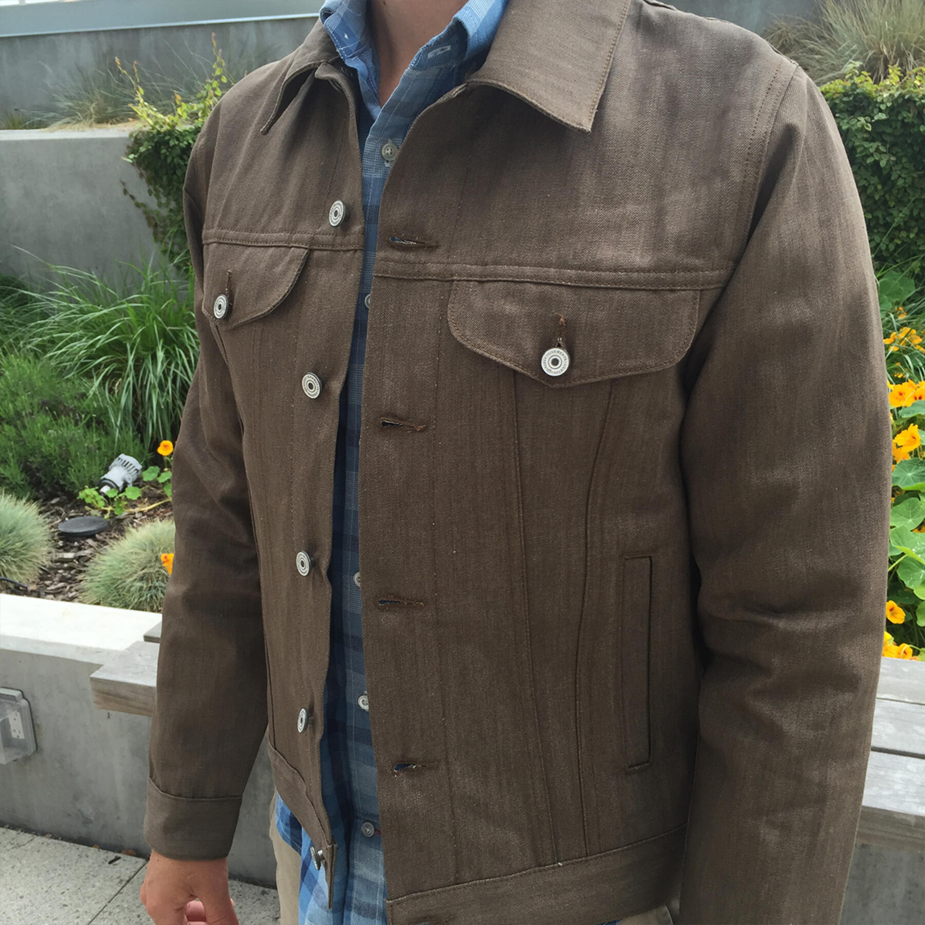 gustin trucker jacket - taupe linen summer