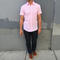 gustin short sleeve pink seersucker gingham