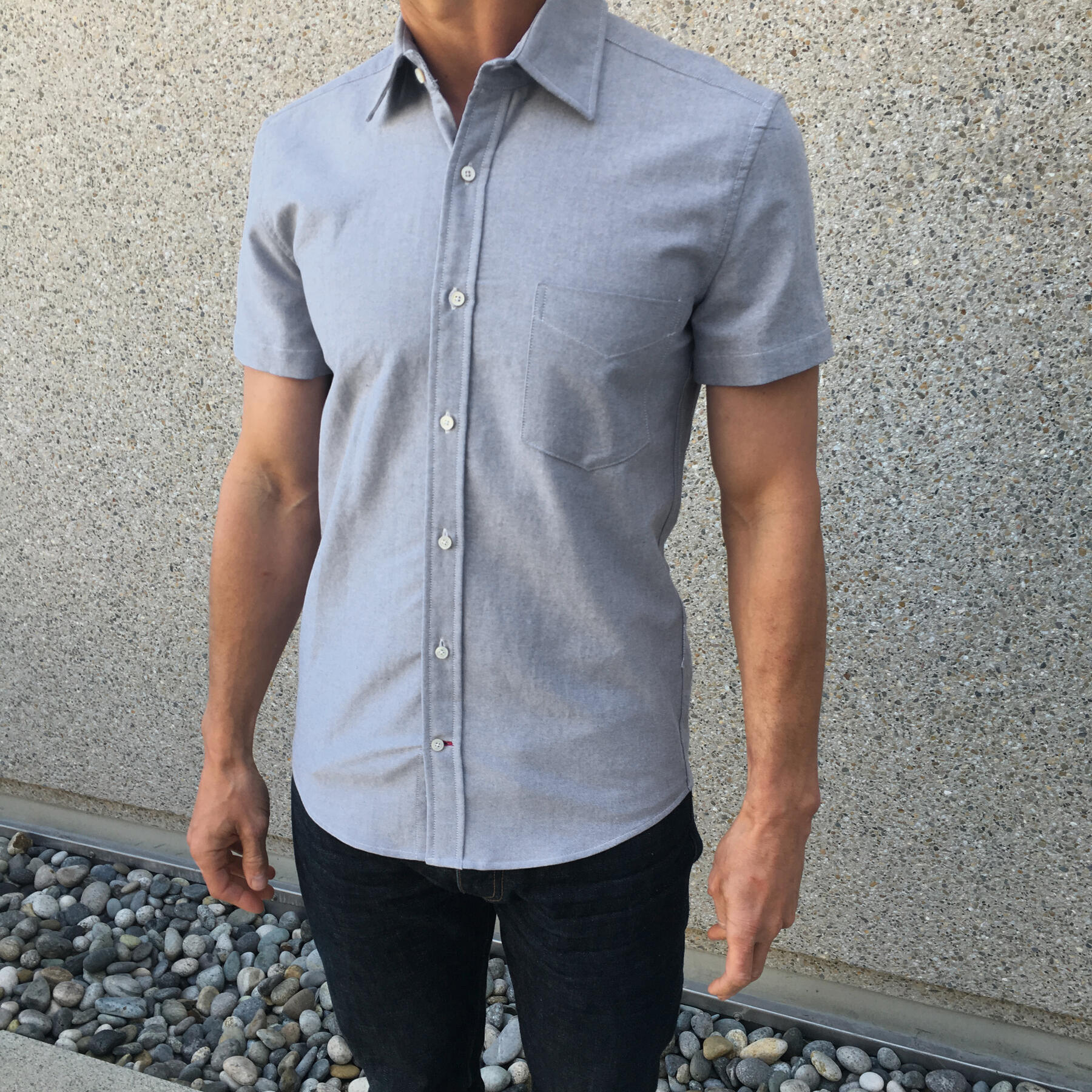 gustin #6 short sleeve japan charcoal oxford