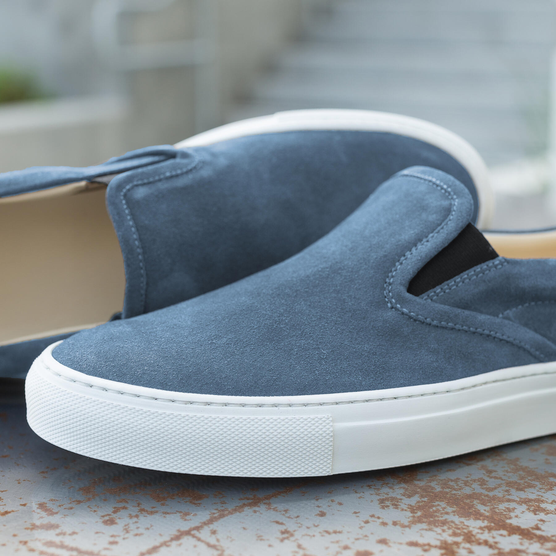 gustin sky blue slip on