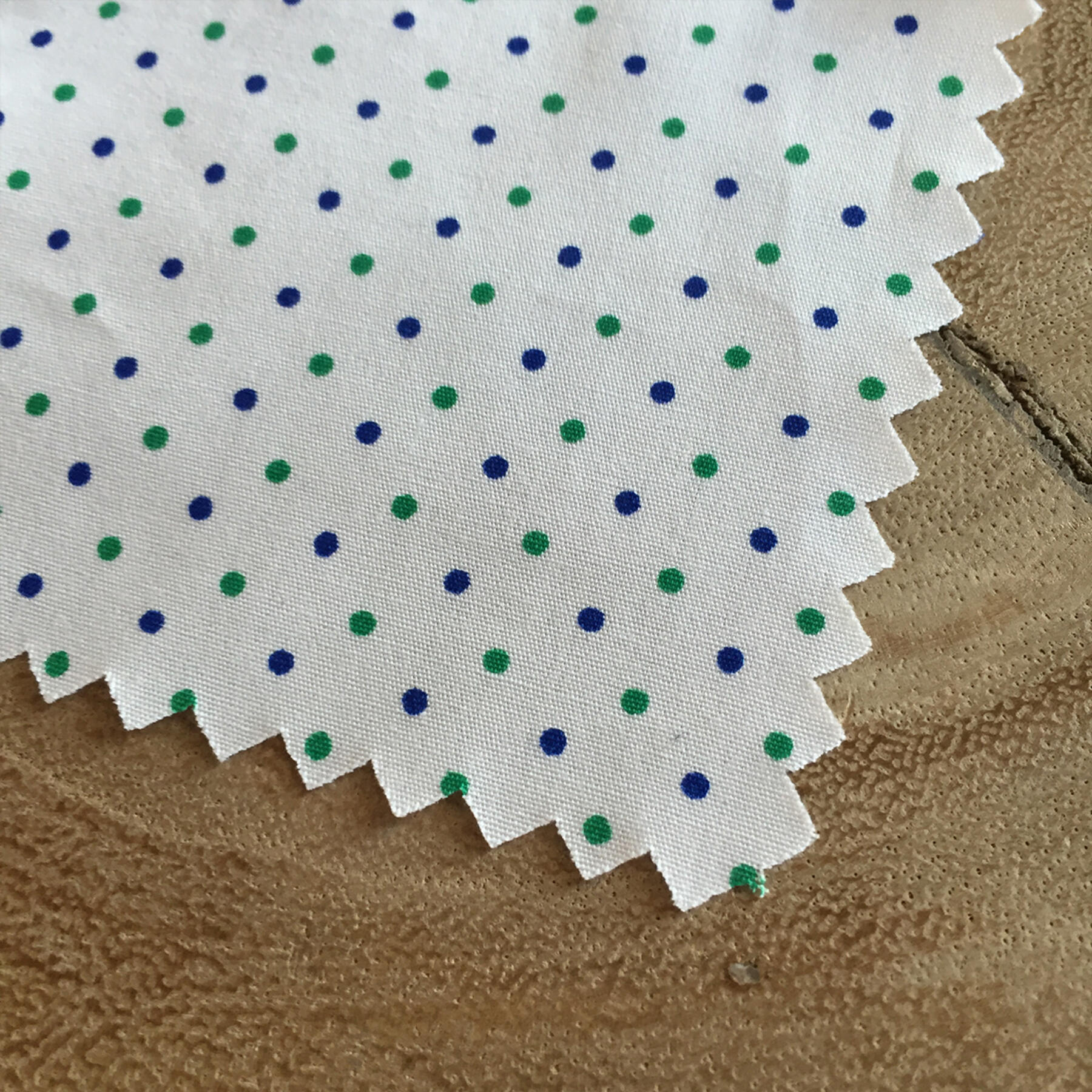 gustin short sleeve green & blue poplin polka dot