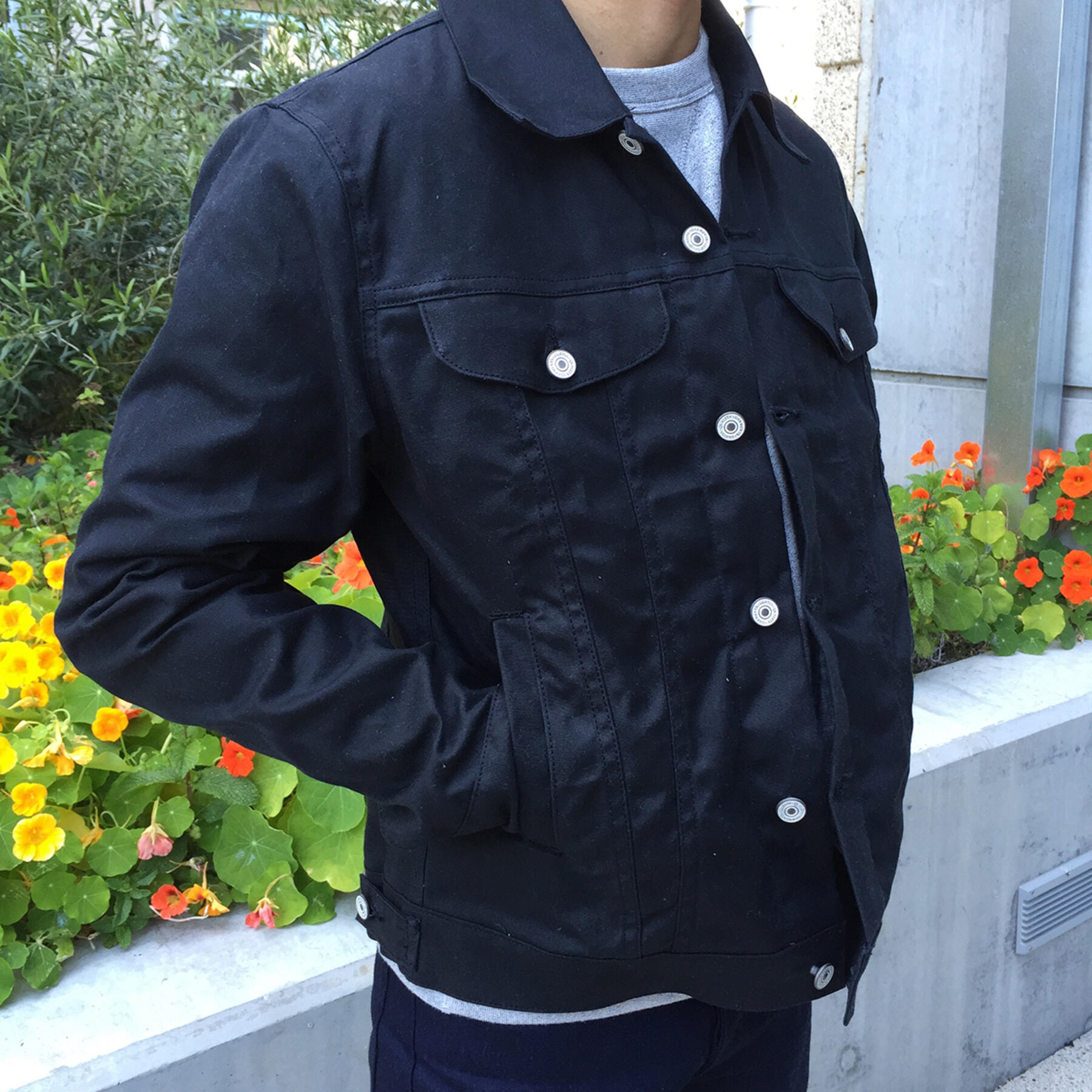 gustin trucker jacket waxed black