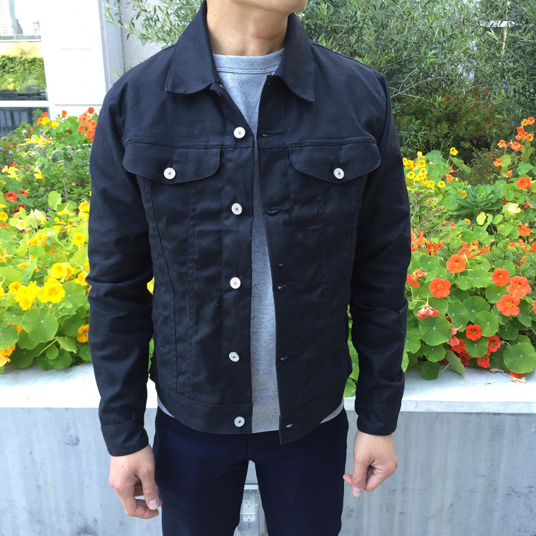gustin trucker jacket waxed black