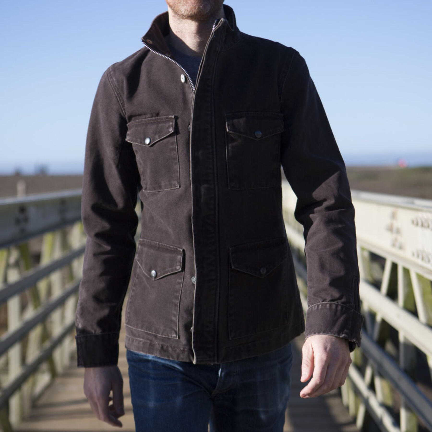 gustin field jacket - usa dark oak canvas