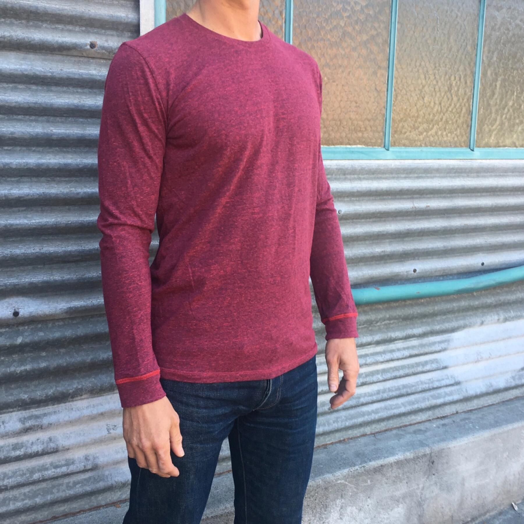 gustin usa heather long sleeve t-shirt 2pk (sapphire, crimson)
