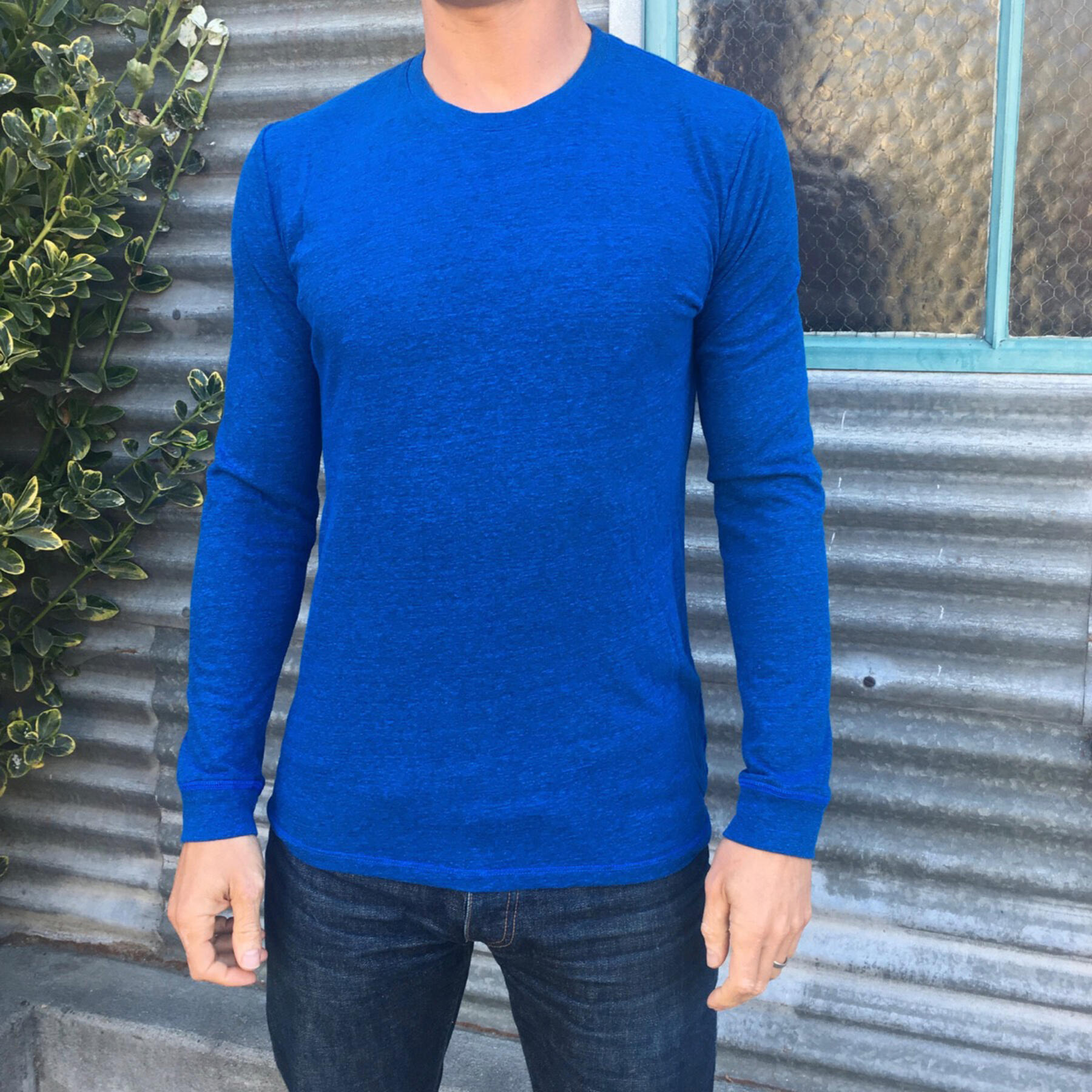 gustin usa heather long sleeve t-shirt 2pk (sapphire, crimson)