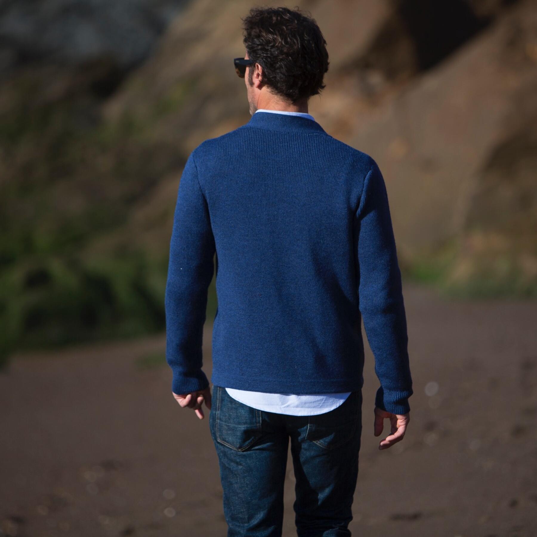 gustin cardigan sweater - navy merino wool