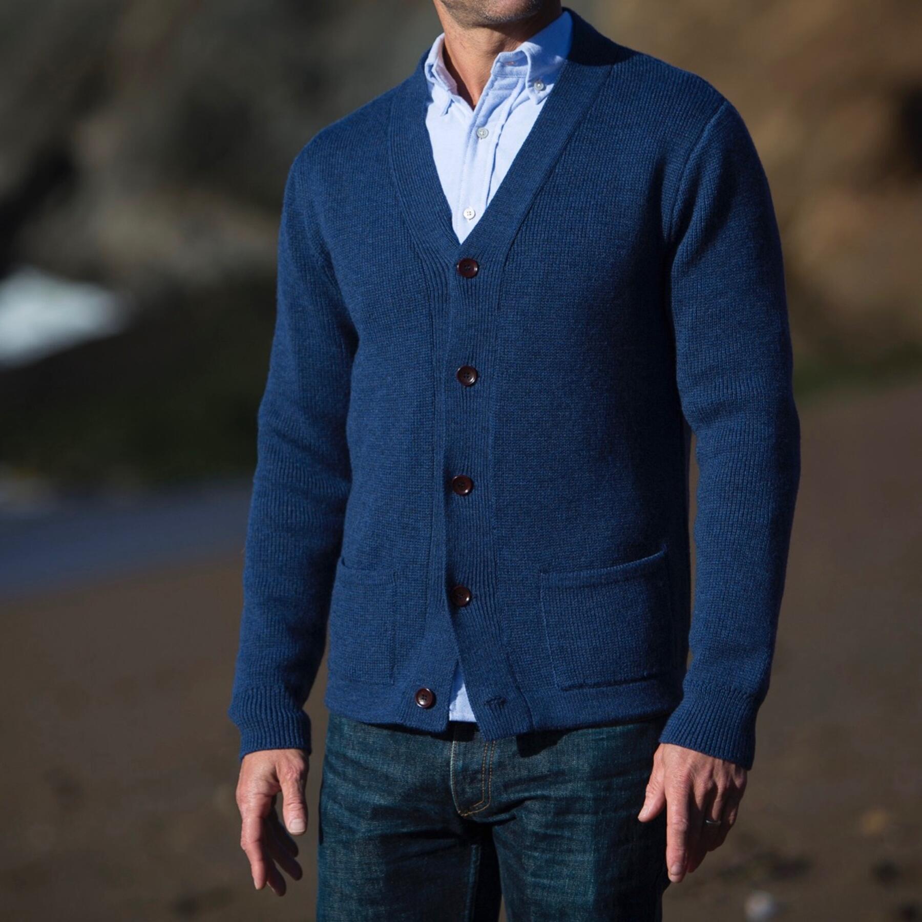 gustin cardigan sweater - navy merino wool