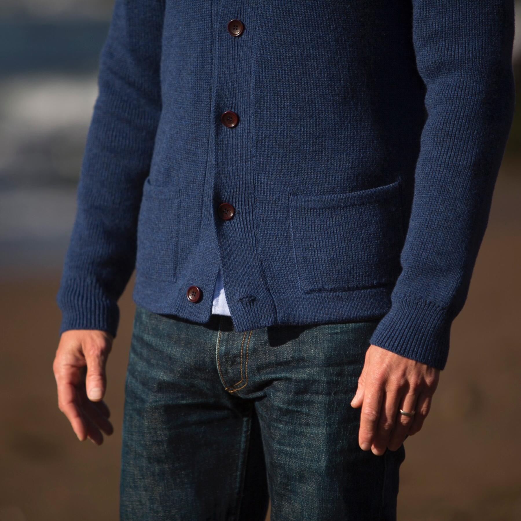 gustin cardigan sweater - navy merino wool