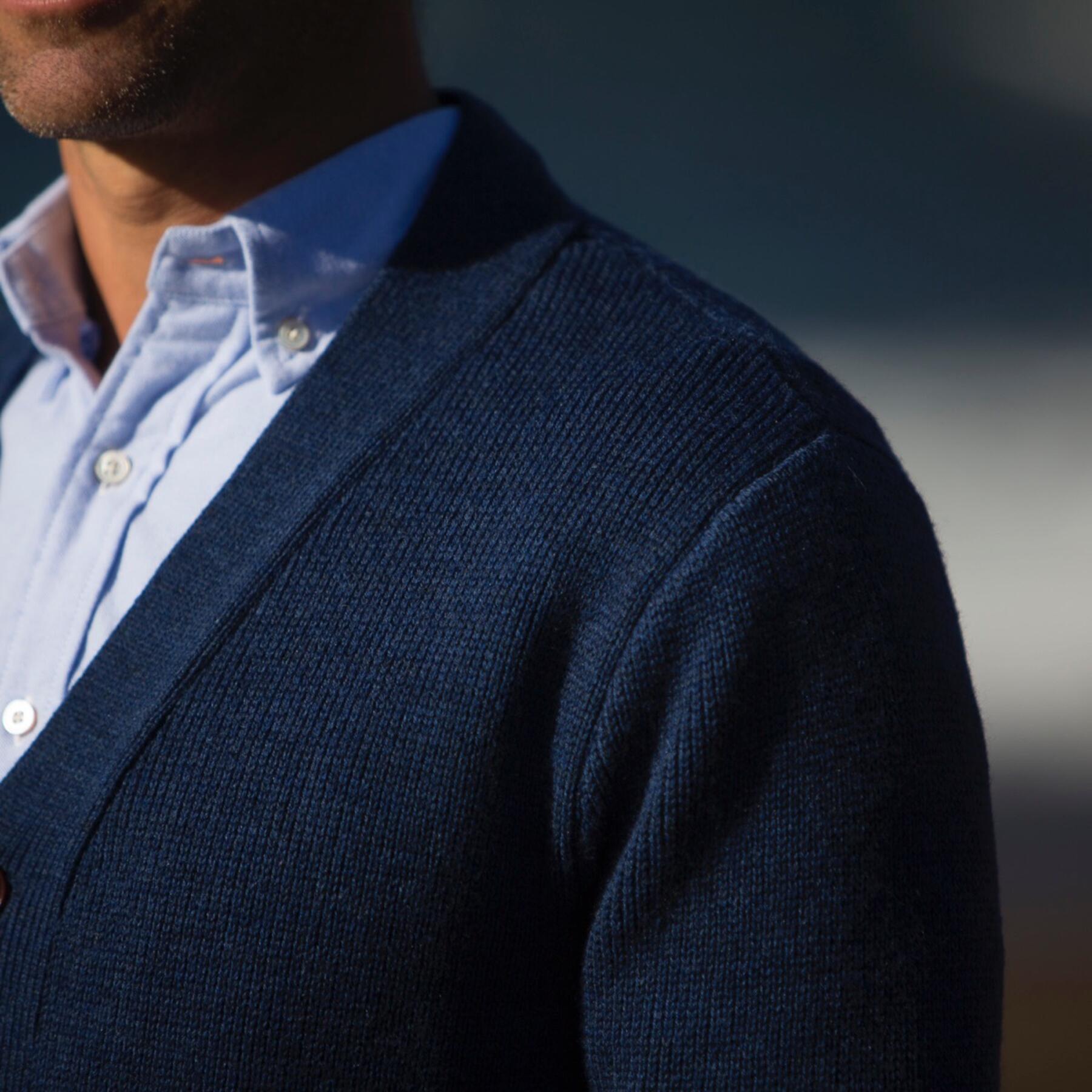 gustin cardigan sweater - navy merino wool