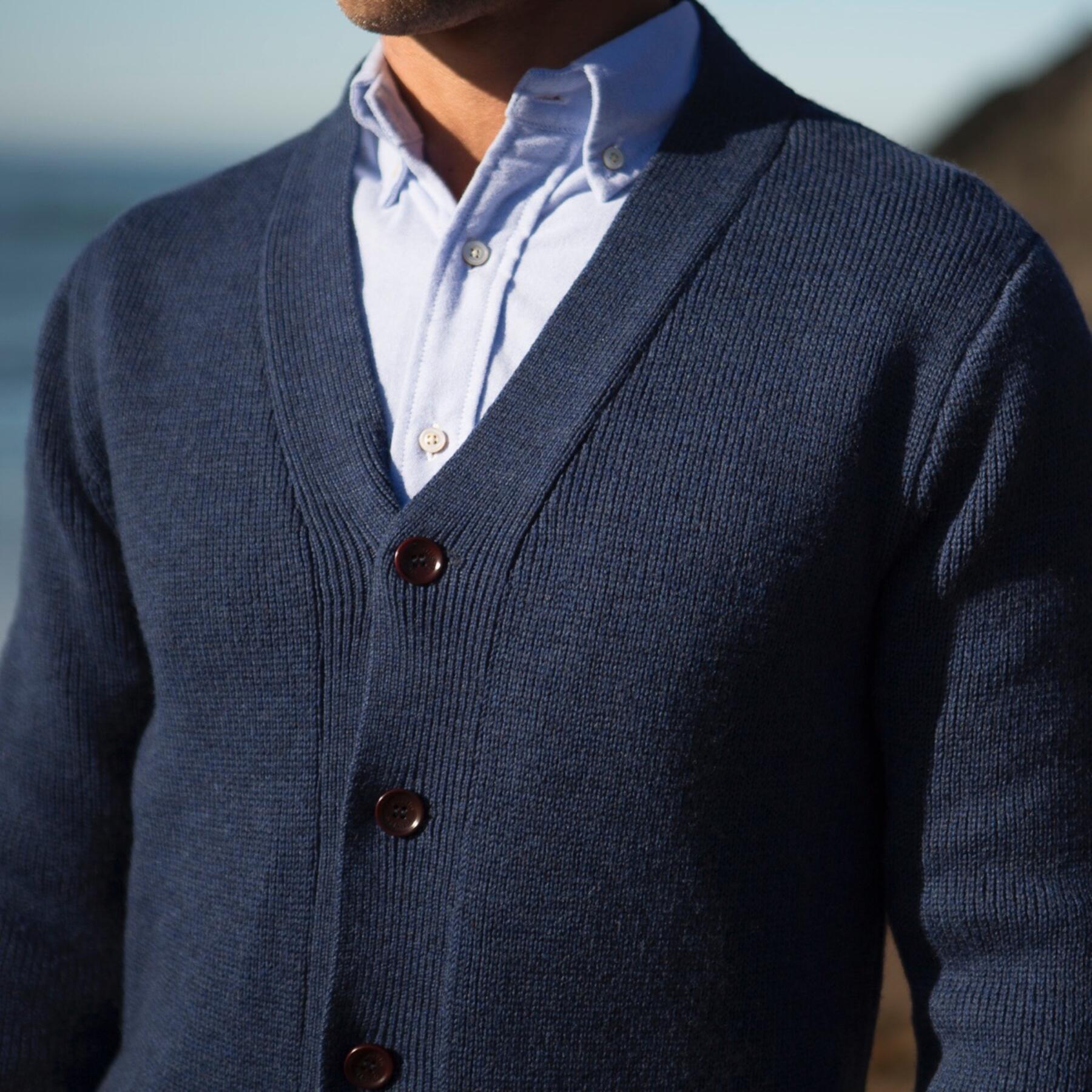 gustin cardigan sweater - navy merino wool
