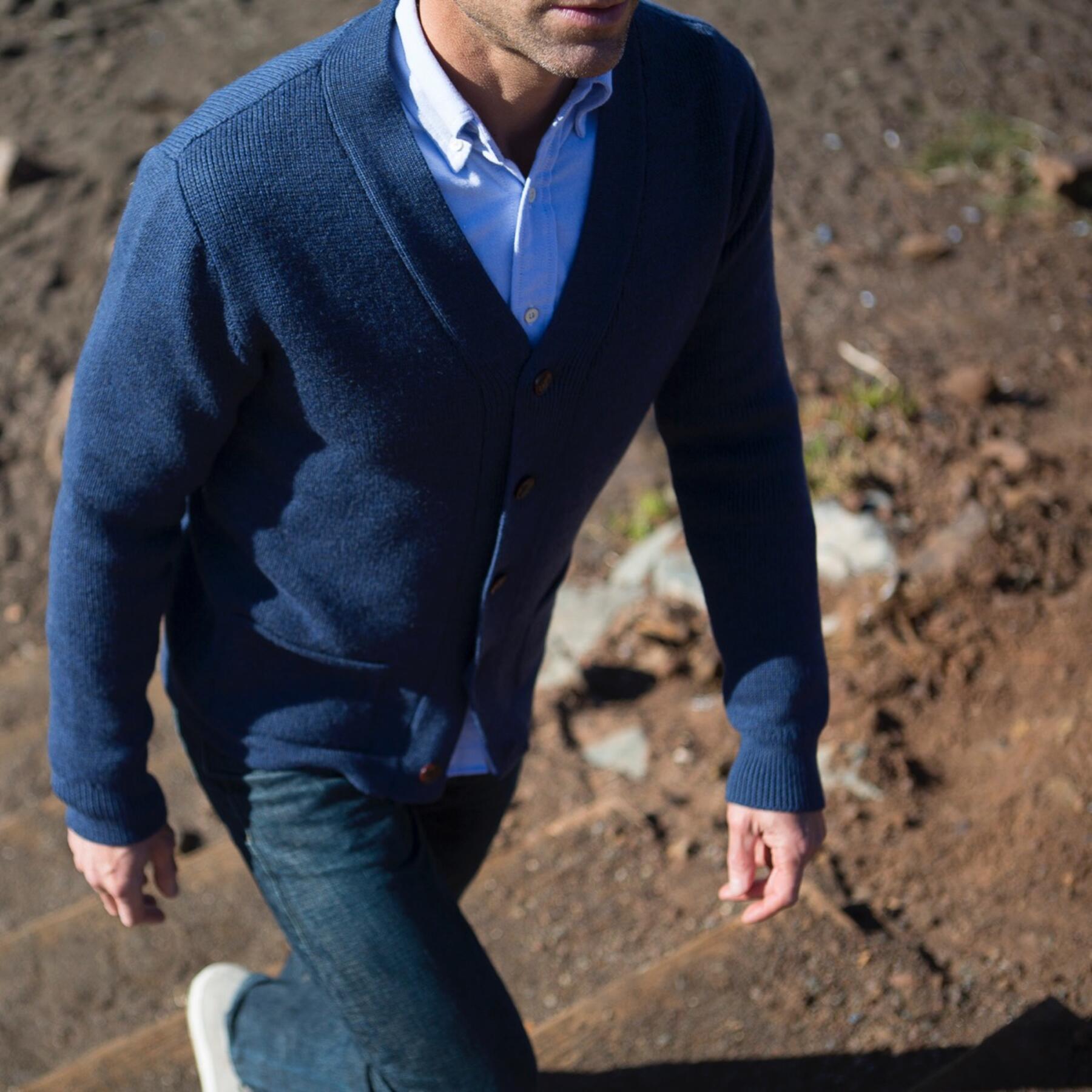 gustin cardigan sweater - navy merino wool