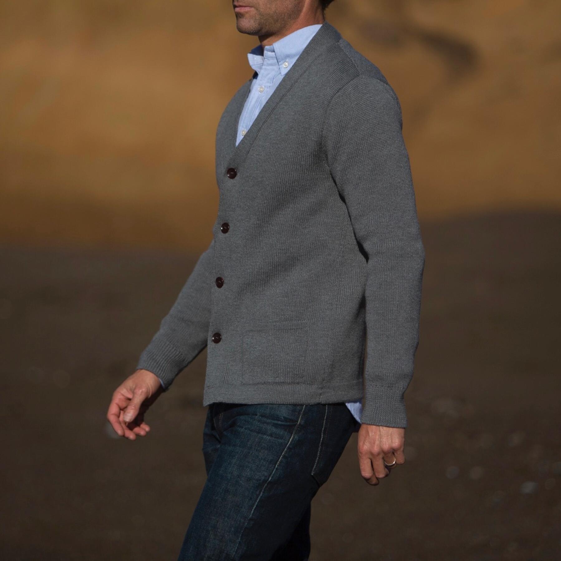 gustin cardigan sweater - grey merino wool