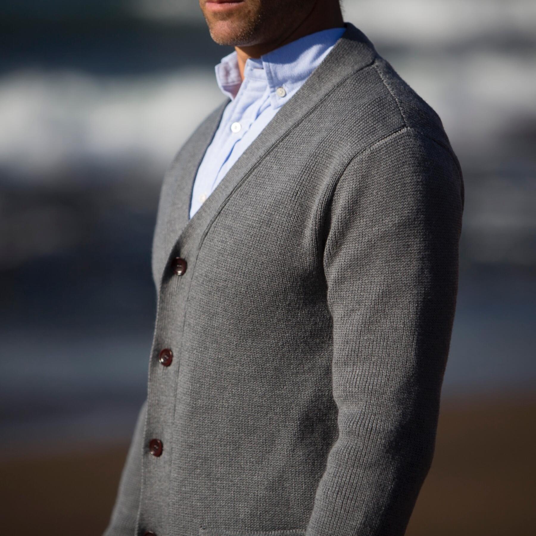 gustin cardigan sweater - grey merino wool