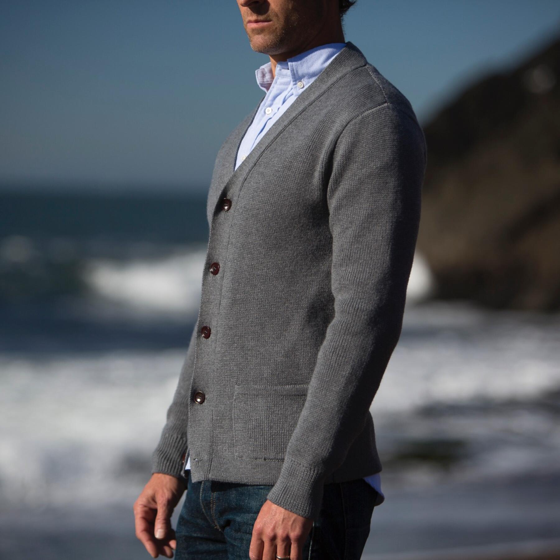gustin cardigan sweater - grey merino wool