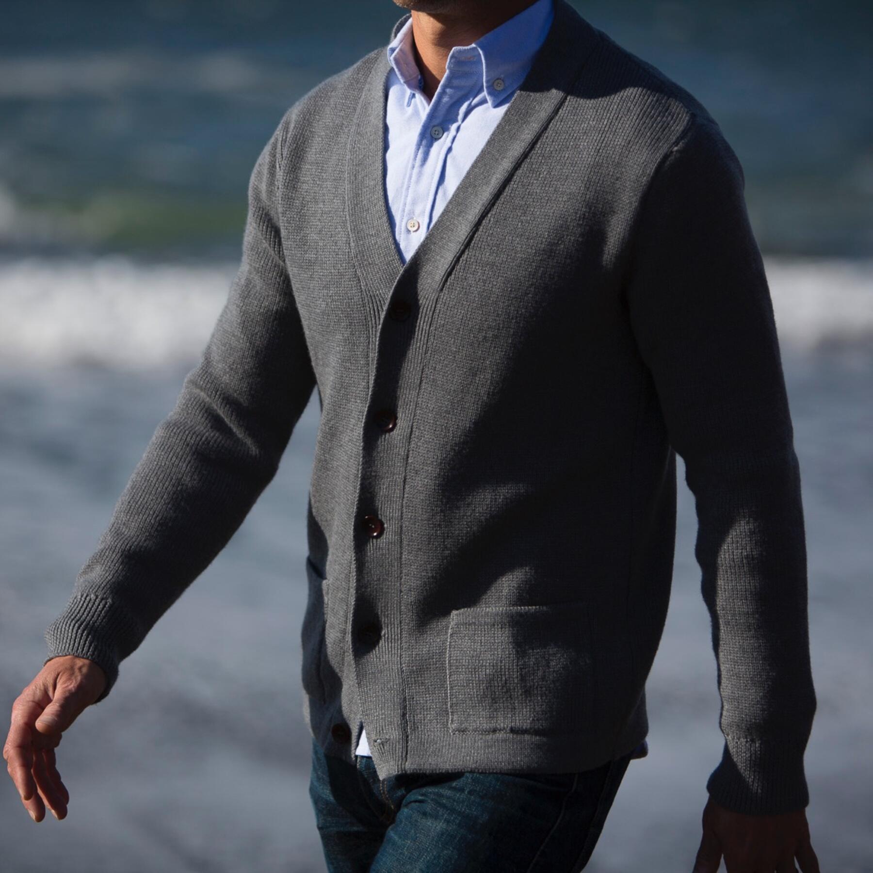 gustin cardigan sweater - grey merino wool