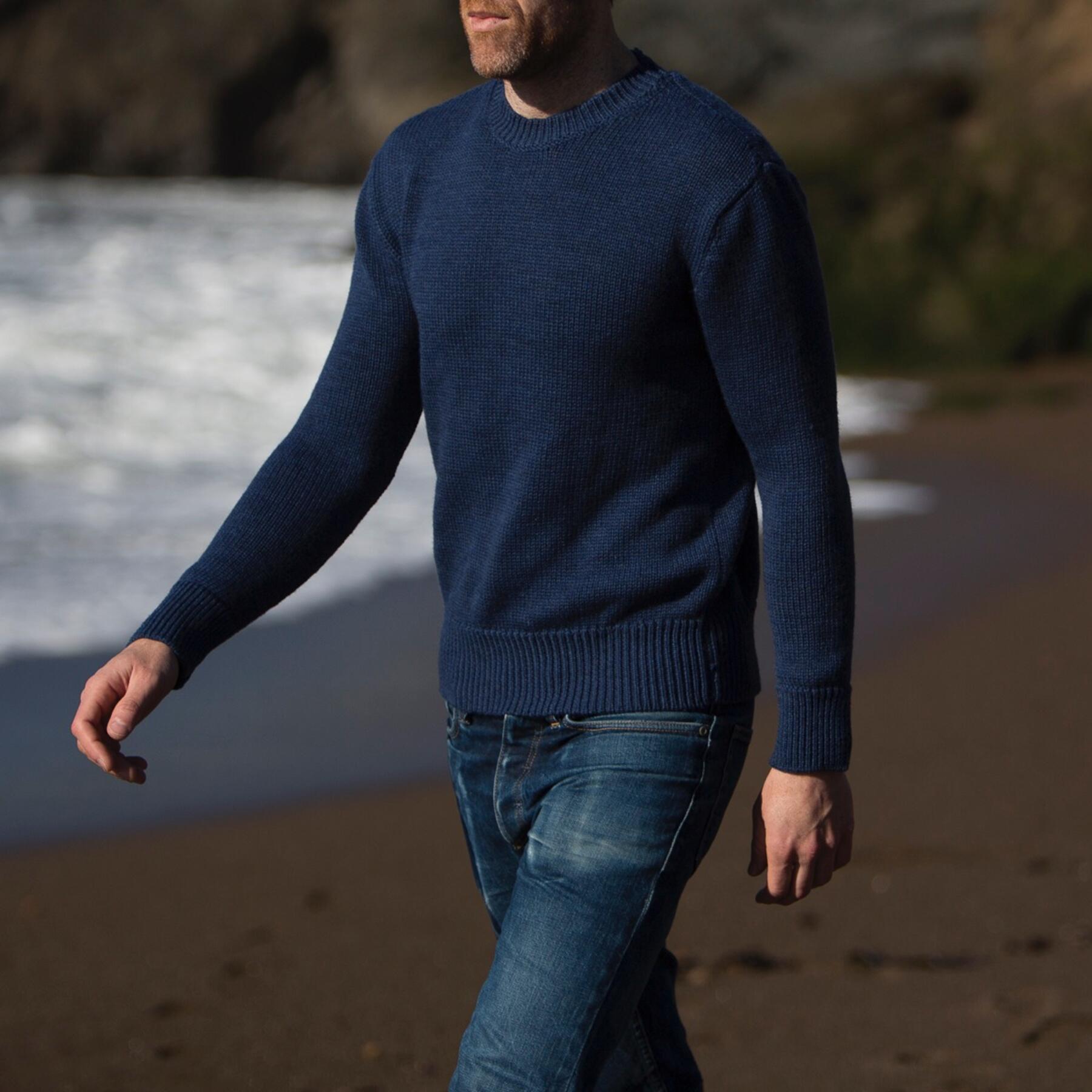 gustin crewneck sweater - navy merino wool