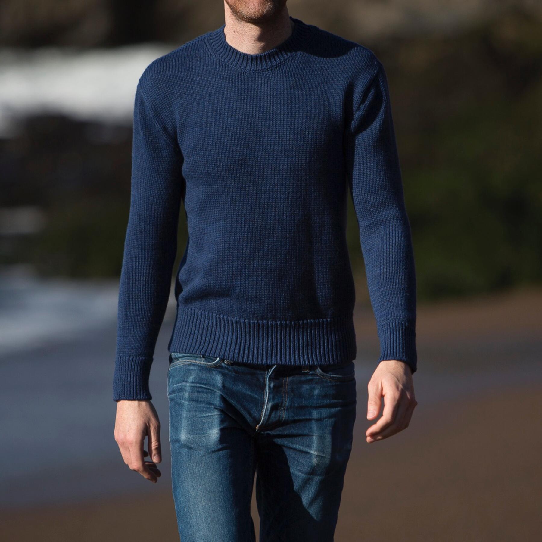 gustin crewneck sweater - navy merino wool