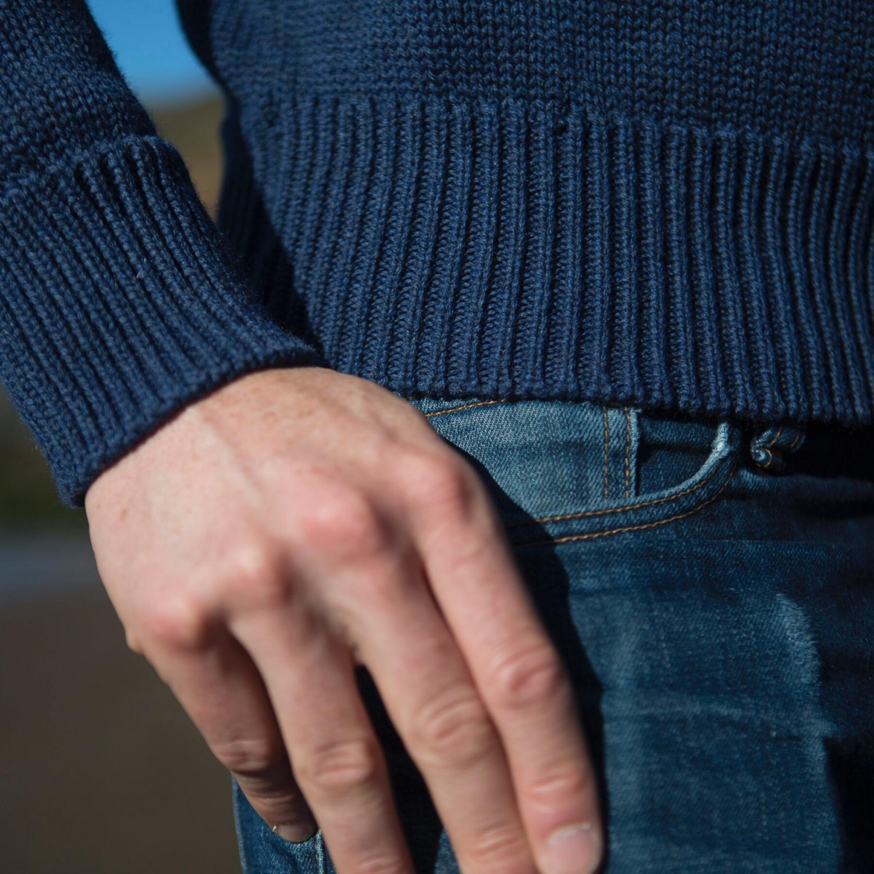 gustin crewneck sweater - navy merino wool