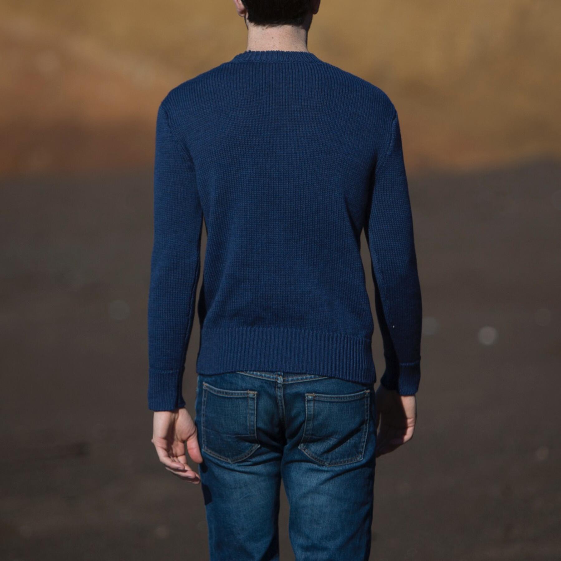gustin crewneck sweater - navy merino wool