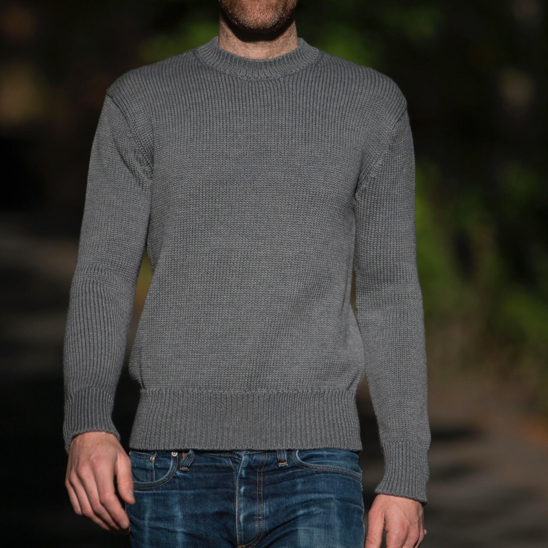 gustin crewneck sweater - grey merino wool