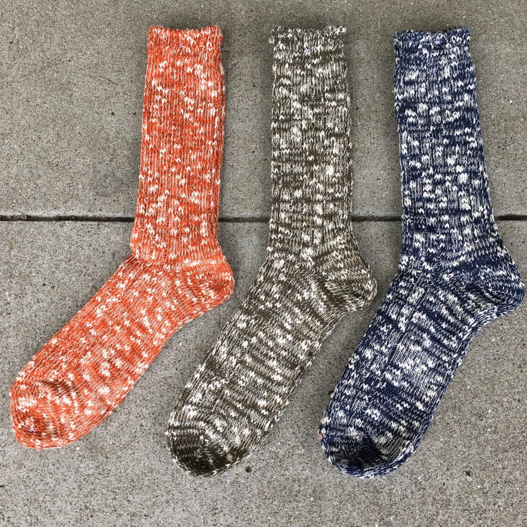 gustin japan slub sock 3pk (olive, orange, navy)