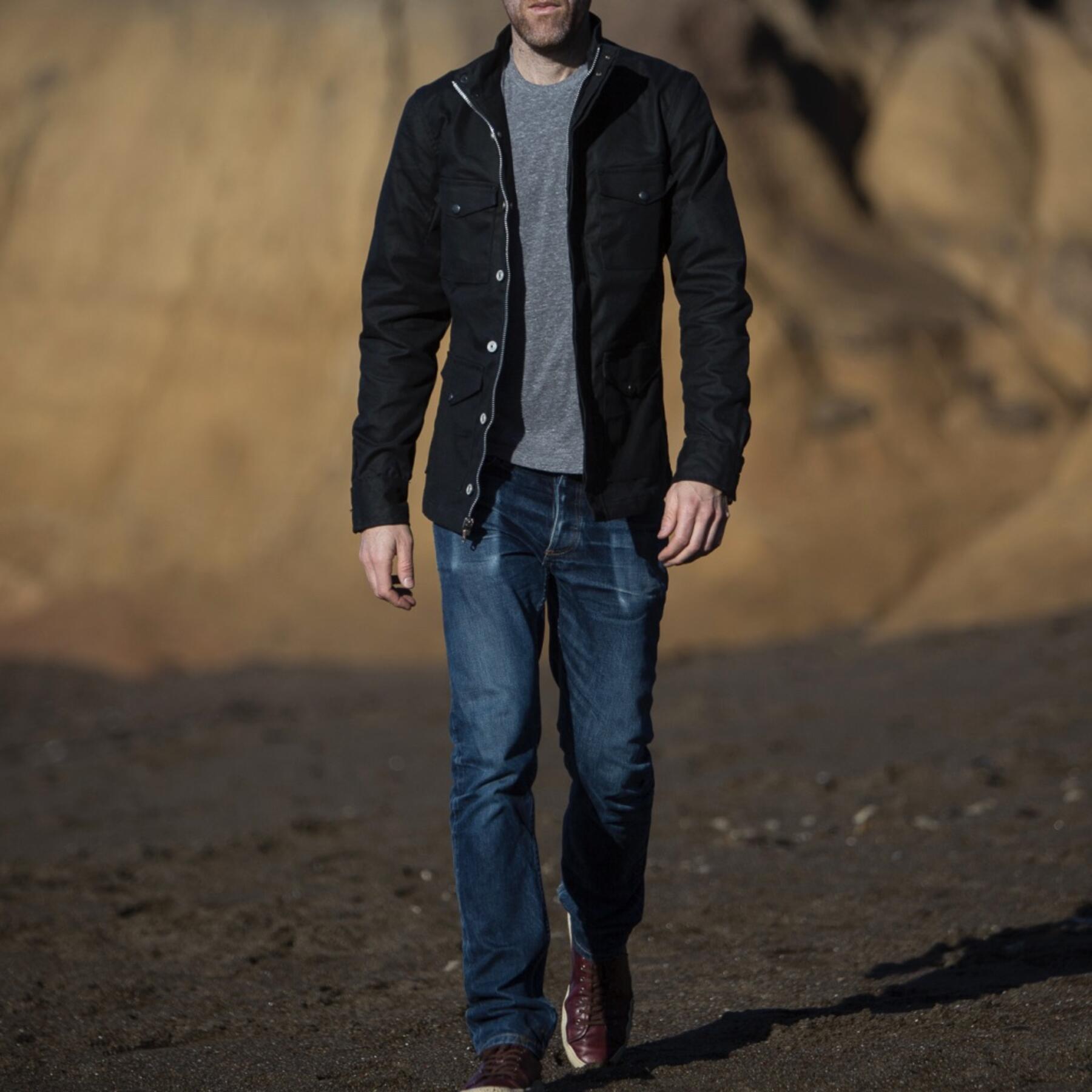 gustin field jacket - waxed black