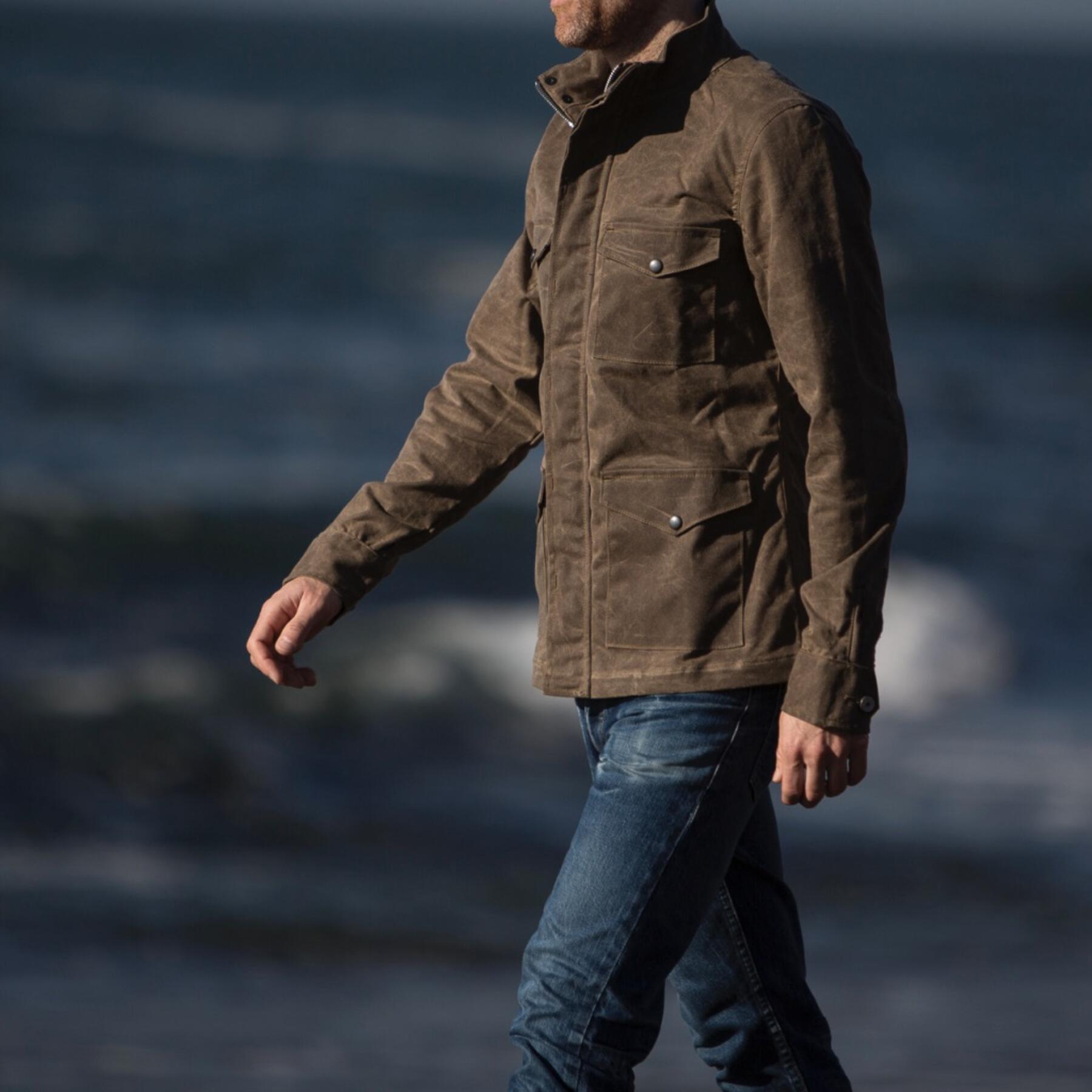 gustin field jacket - waxed dark oak