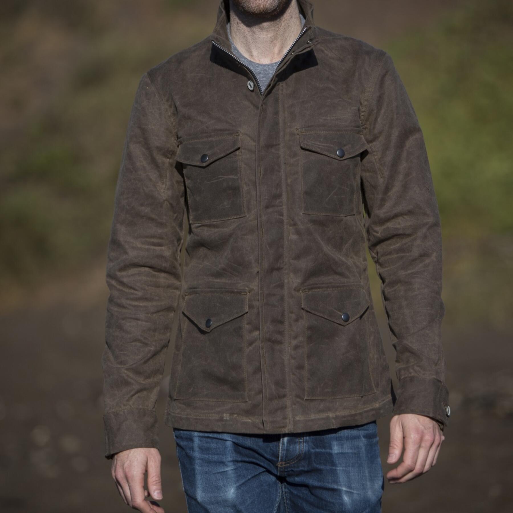 gustin field jacket - waxed dark oak