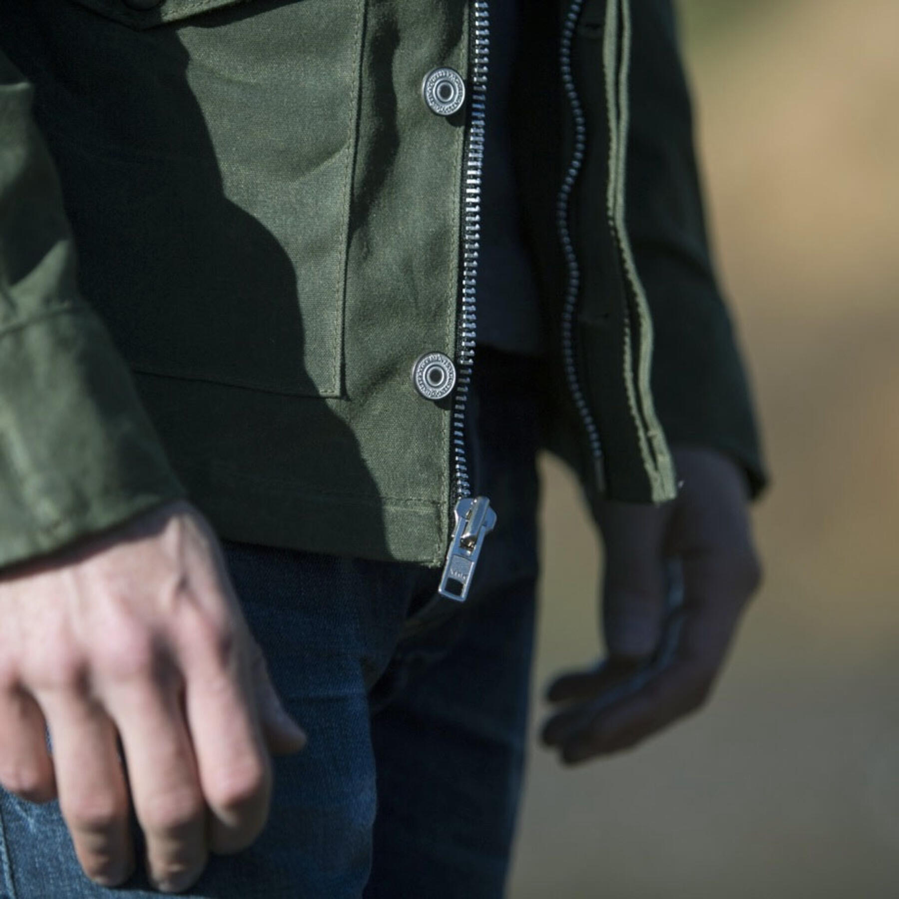 gustin field jacket - waxed army green