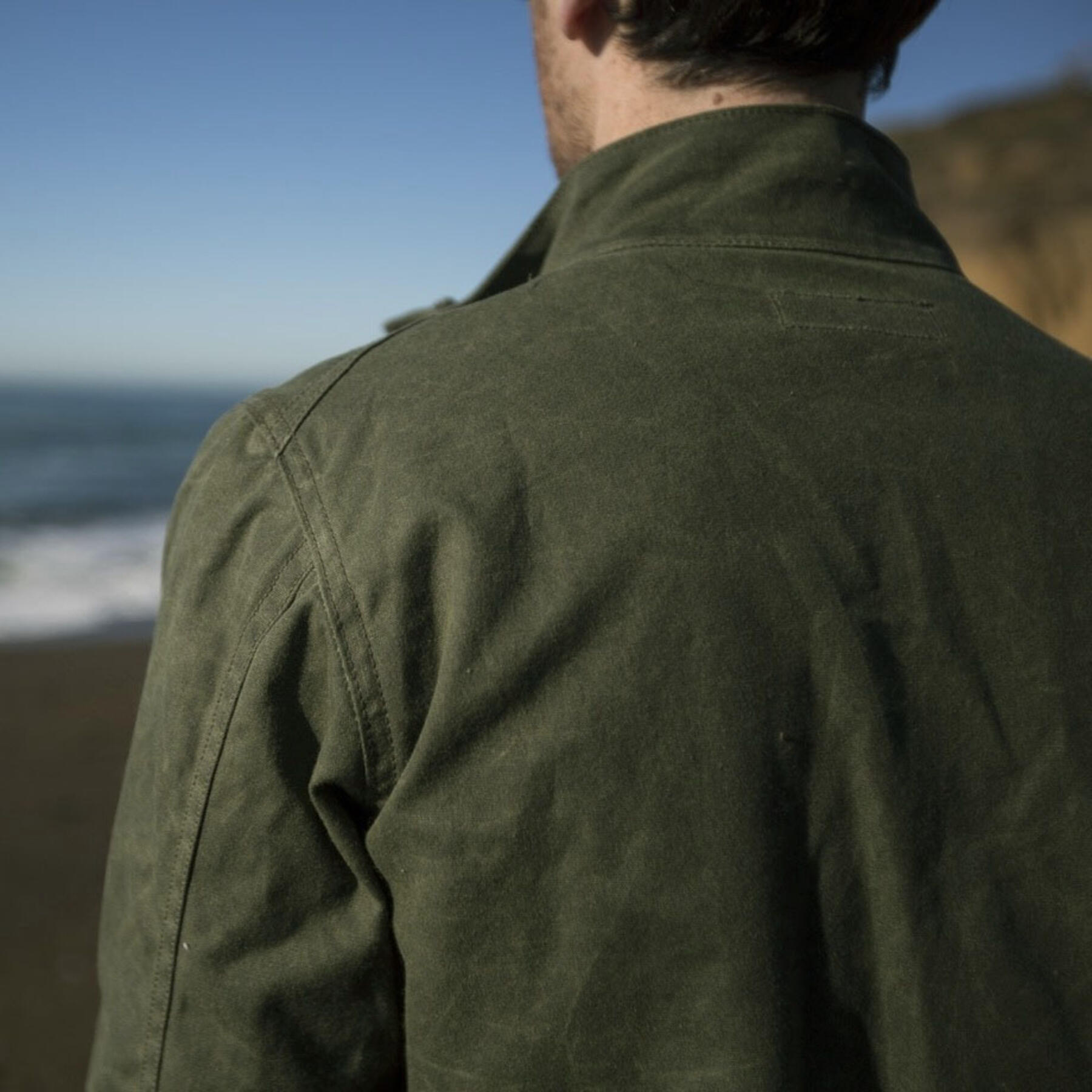 gustin field jacket - waxed army green