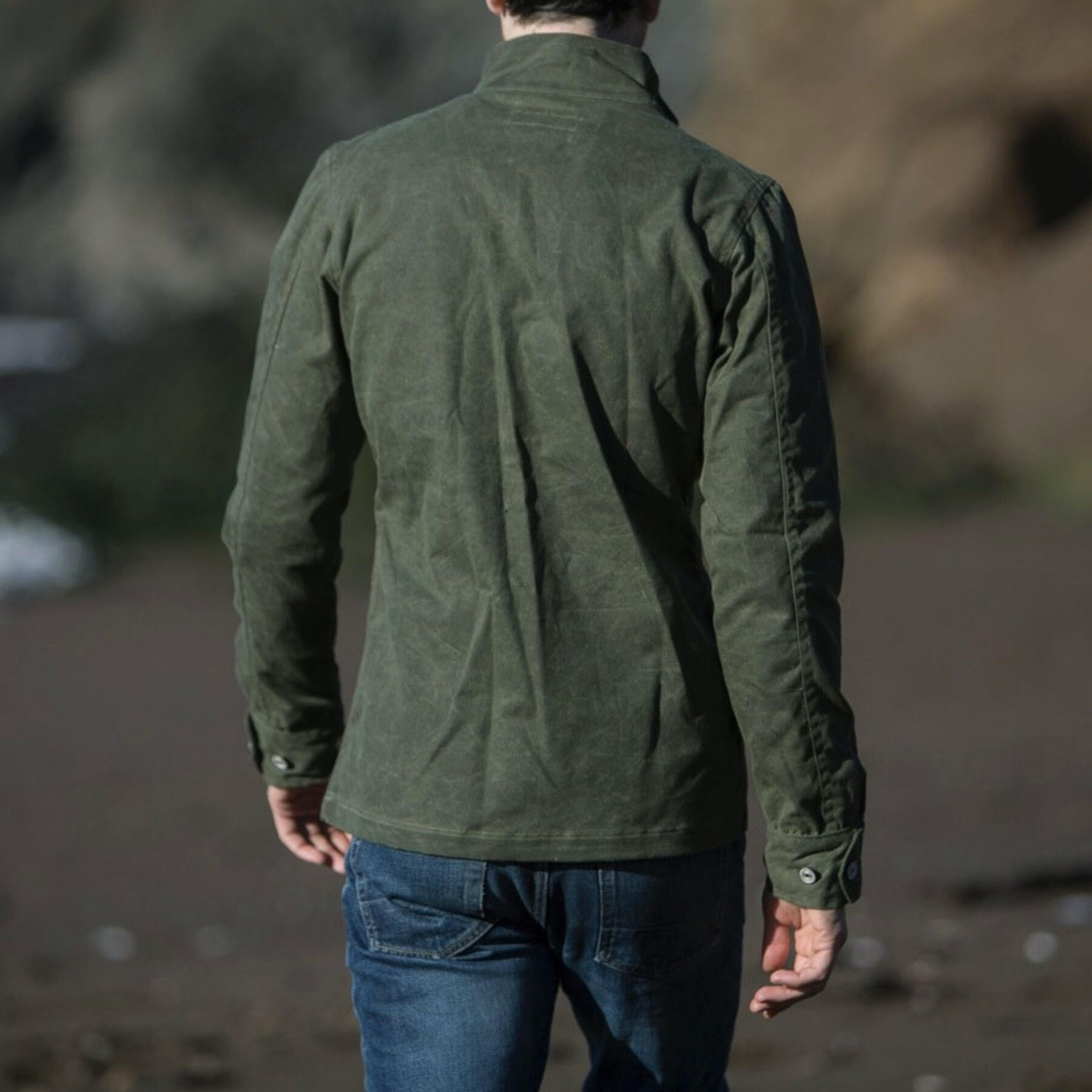 gustin field jacket - waxed army green