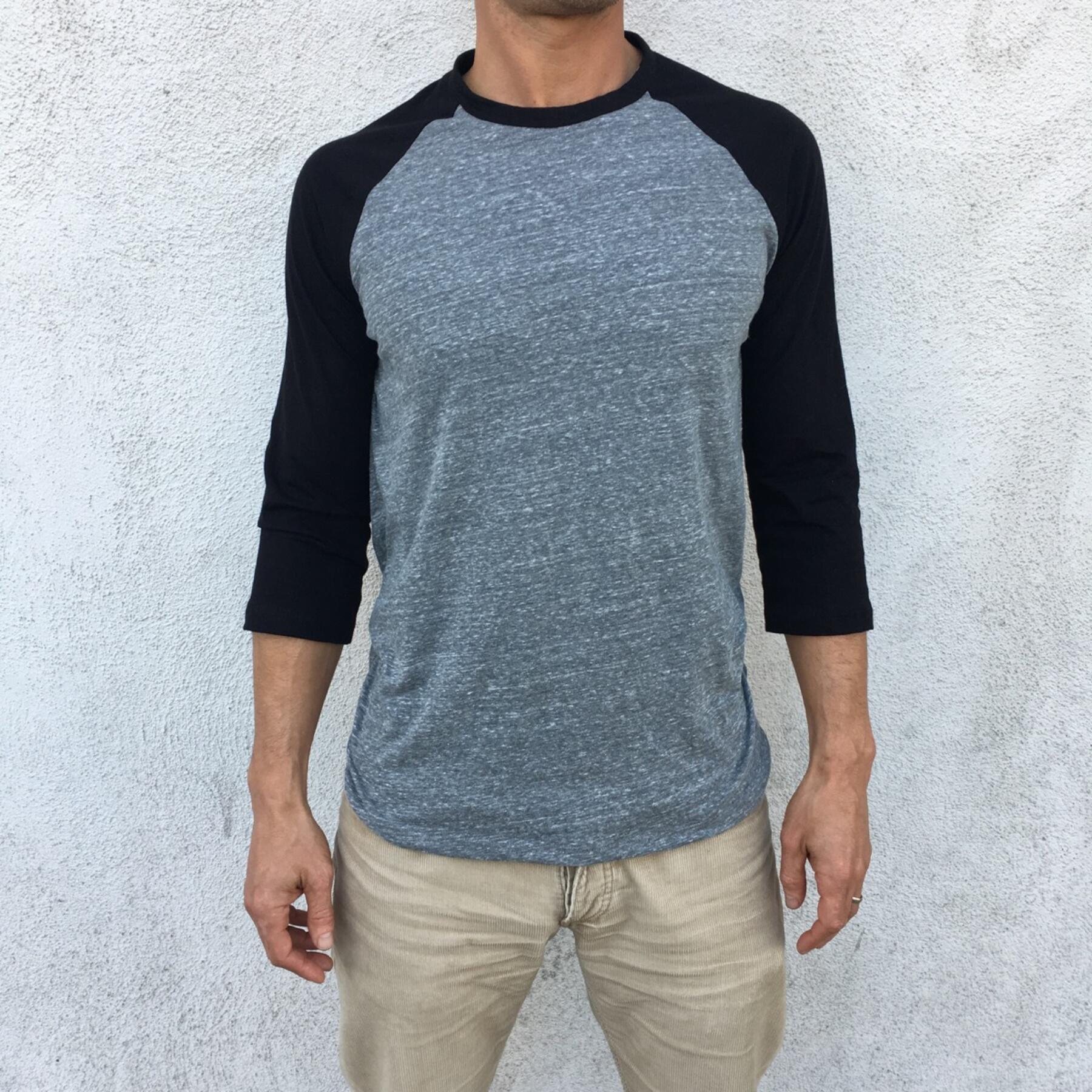 gustin baseball tee heather grey-black