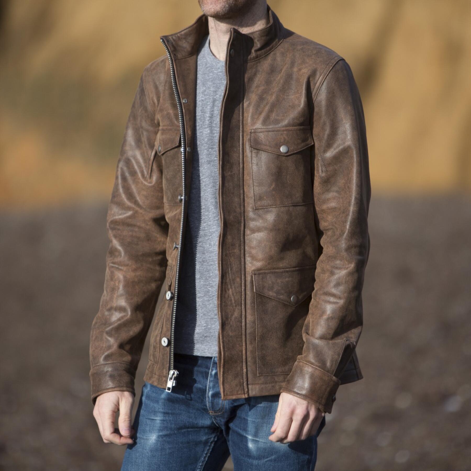 gustin field jacket - vintage brown leather