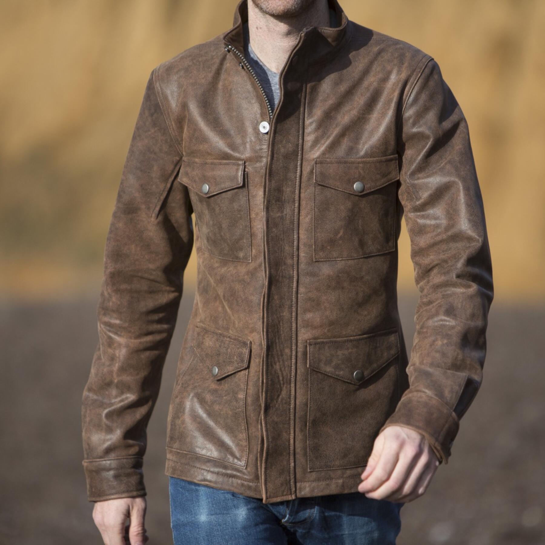 gustin field jacket - vintage brown leather