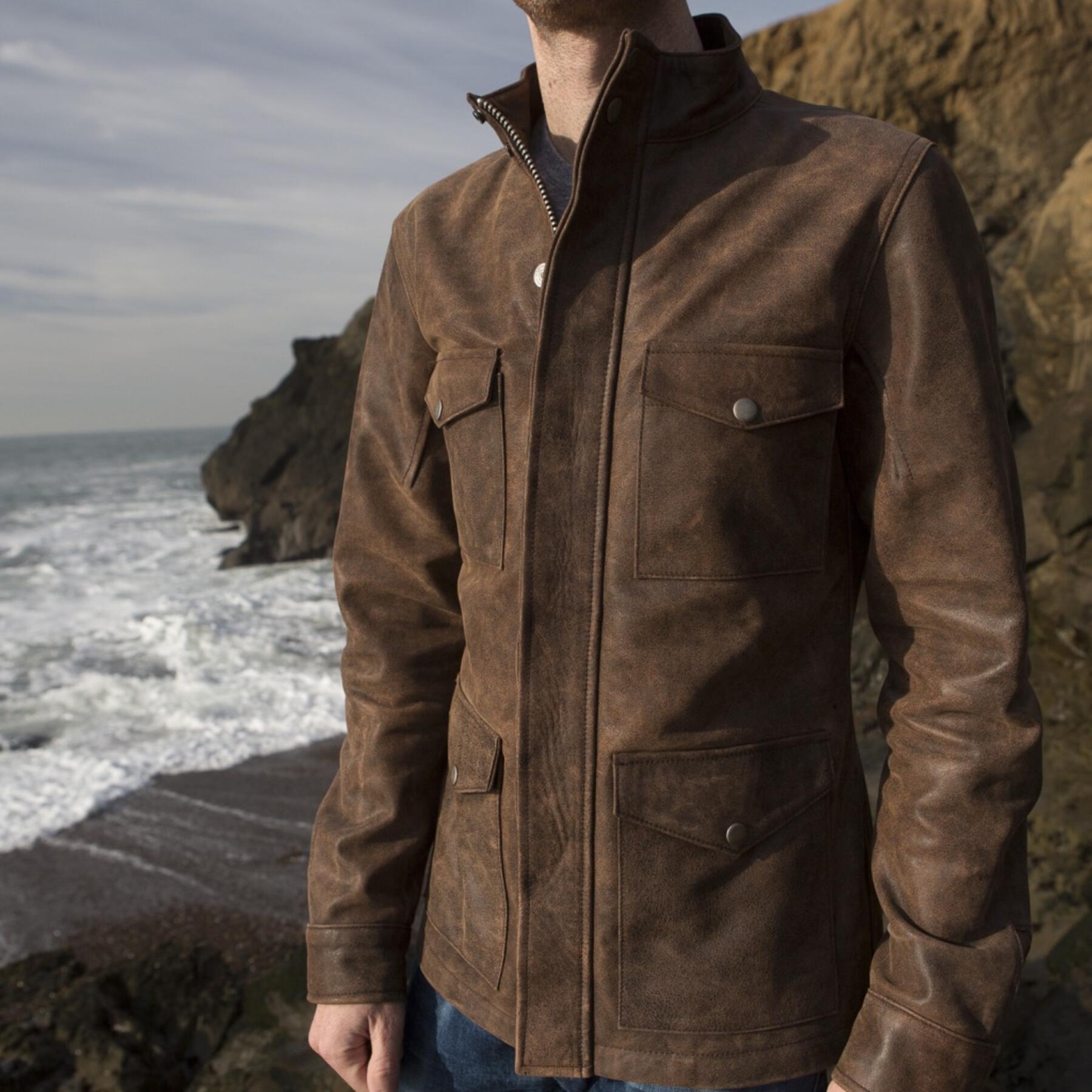 gustin field jacket - vintage brown leather
