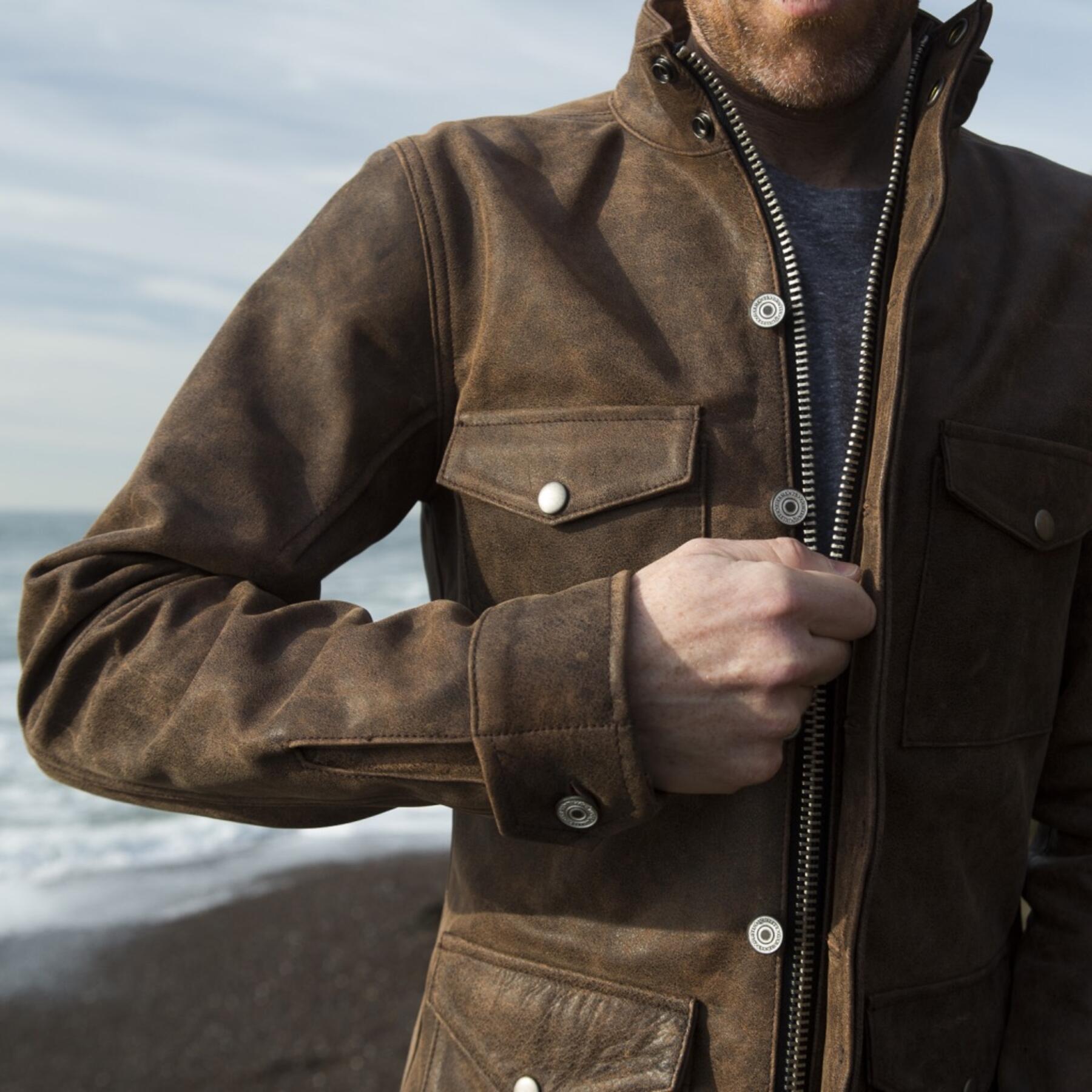 gustin field jacket - vintage brown leather
