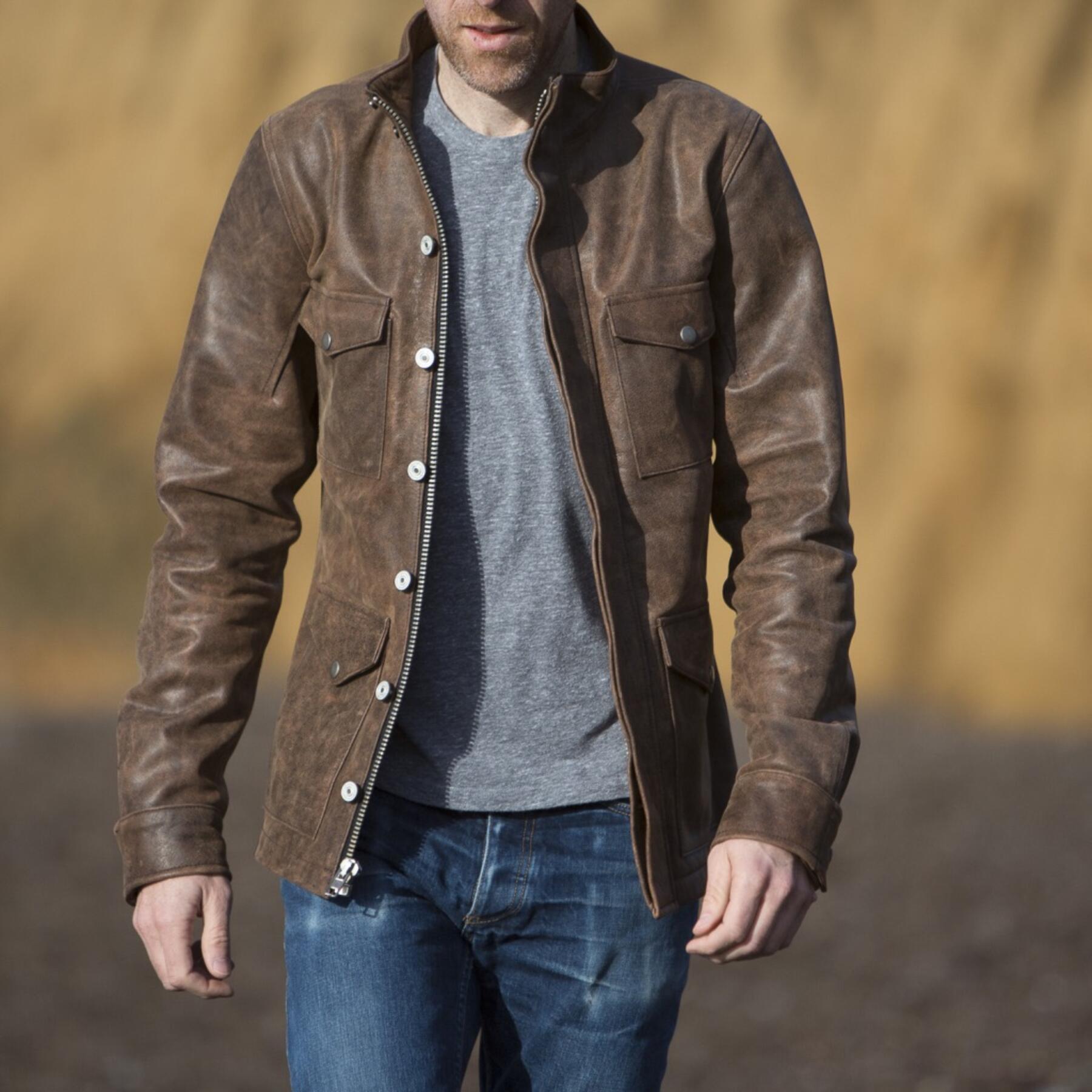 gustin field jacket - vintage brown leather