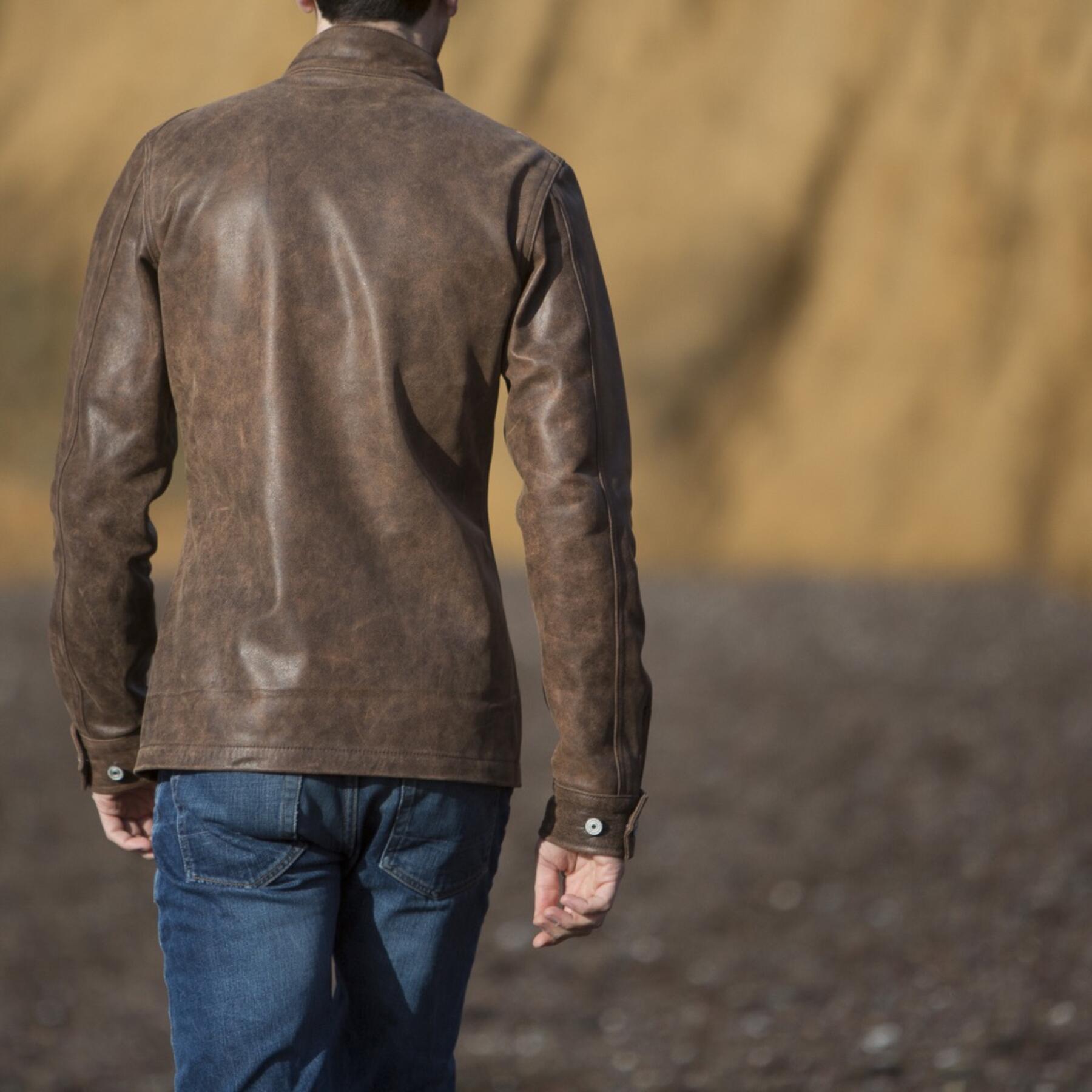 gustin field jacket - vintage brown leather