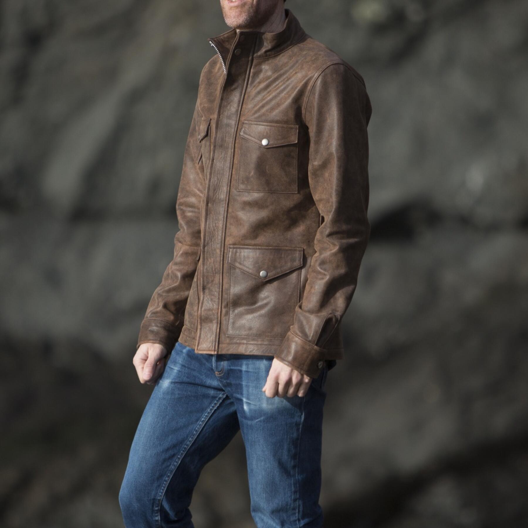 gustin field jacket - vintage brown leather