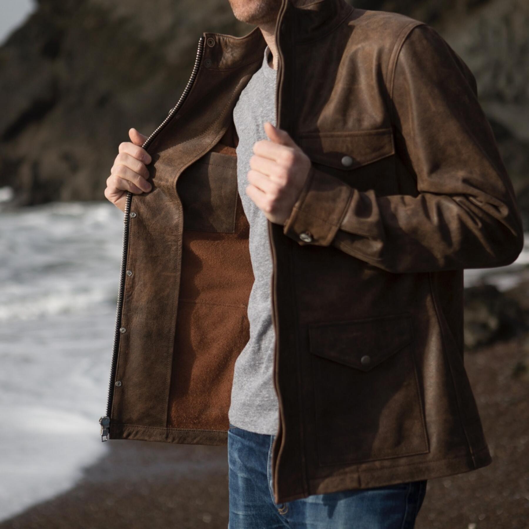 gustin field jacket - vintage brown leather
