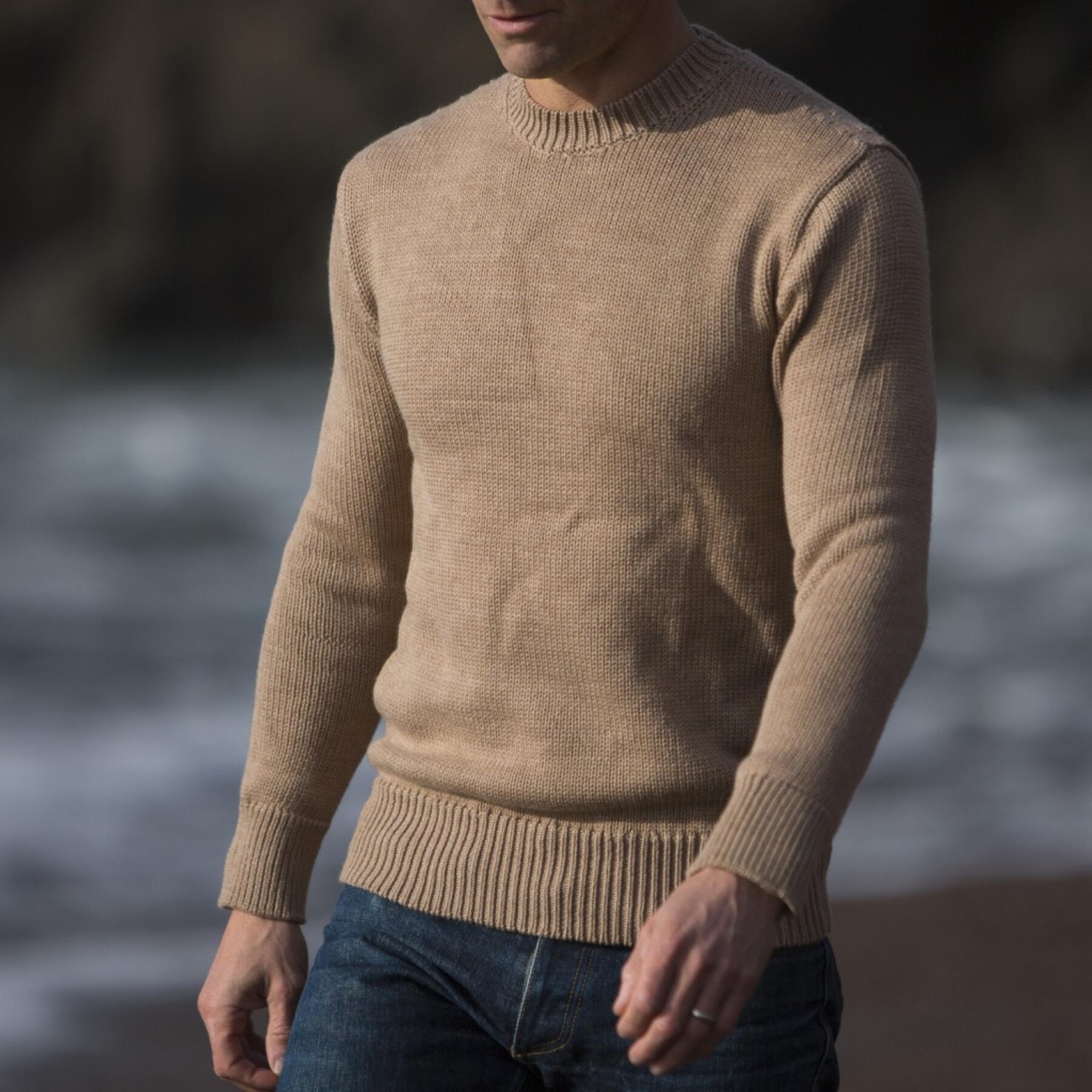 gustin crewneck sweater - camel merino wool