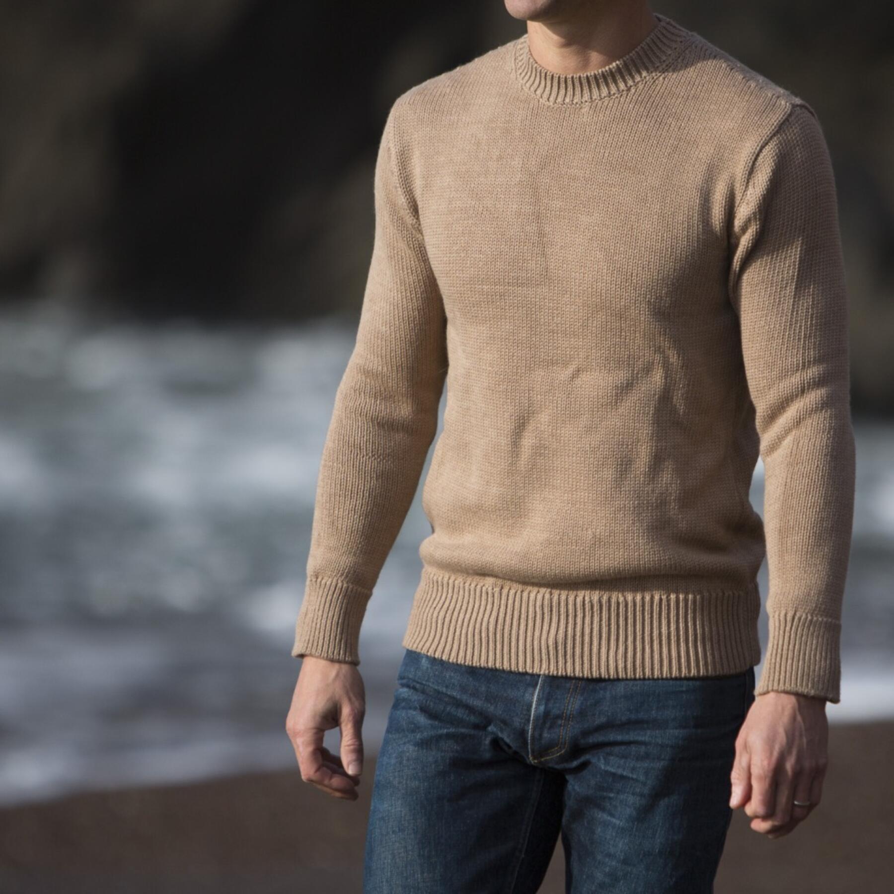 gustin crewneck sweater - camel merino wool