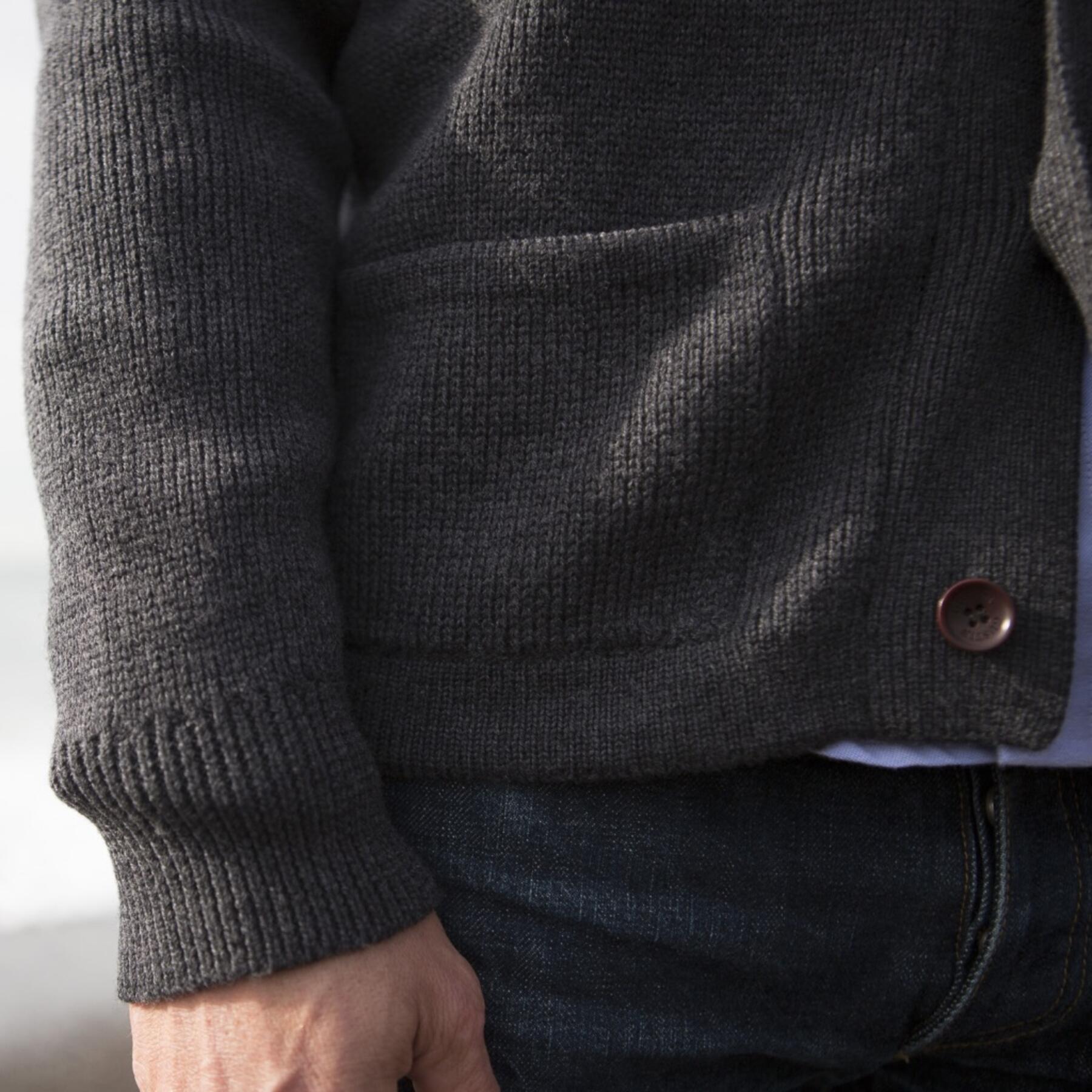 gustin cardigan sweater - charcoal merino wool