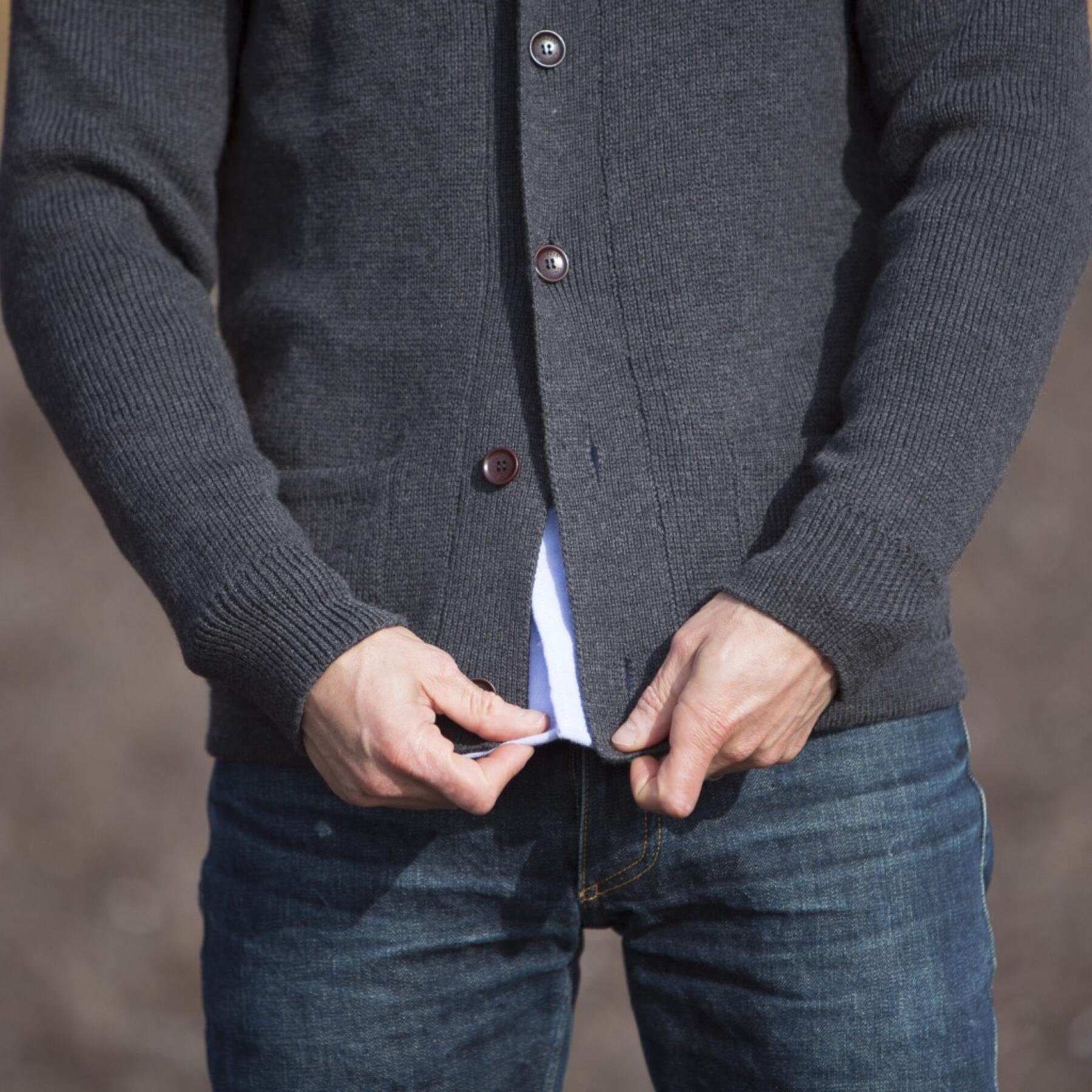 gustin cardigan sweater - charcoal merino wool