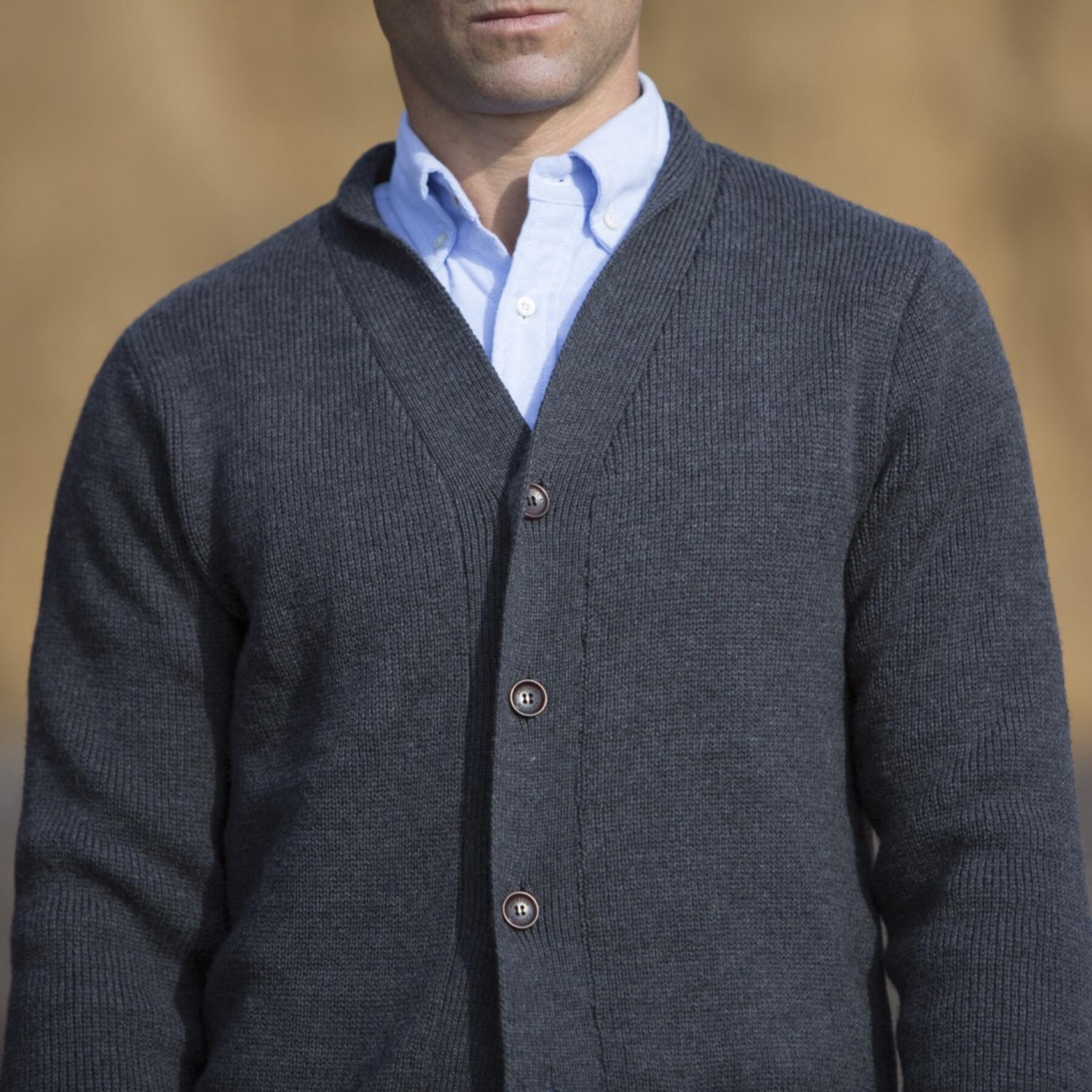 gustin cardigan sweater - charcoal merino wool