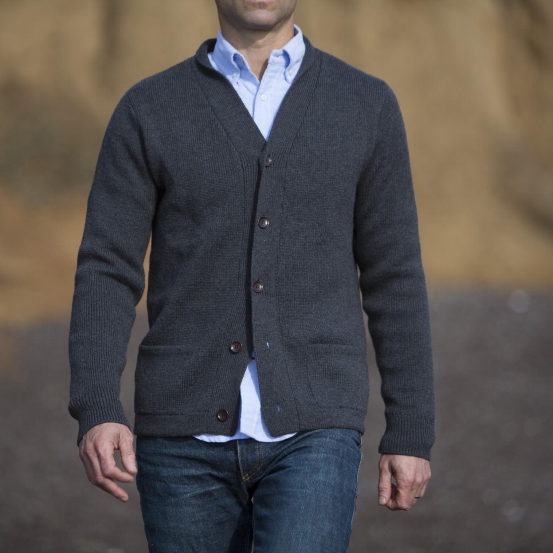 gustin cardigan sweater - charcoal merino wool
