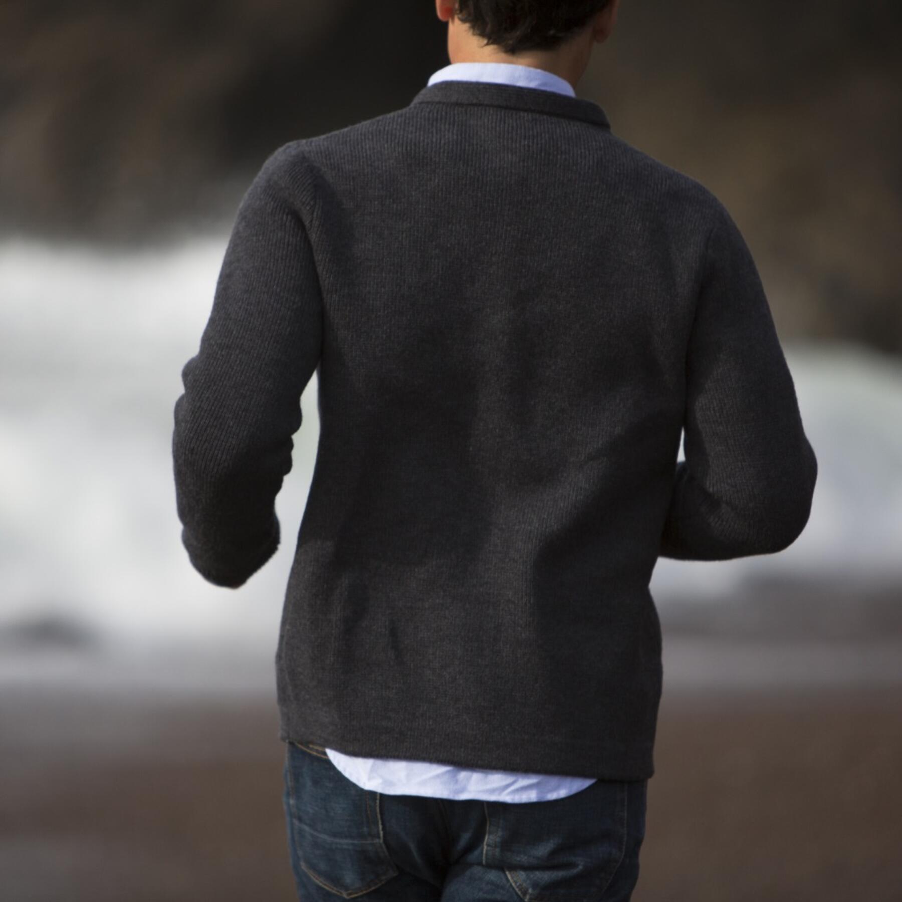 gustin cardigan sweater - charcoal merino wool