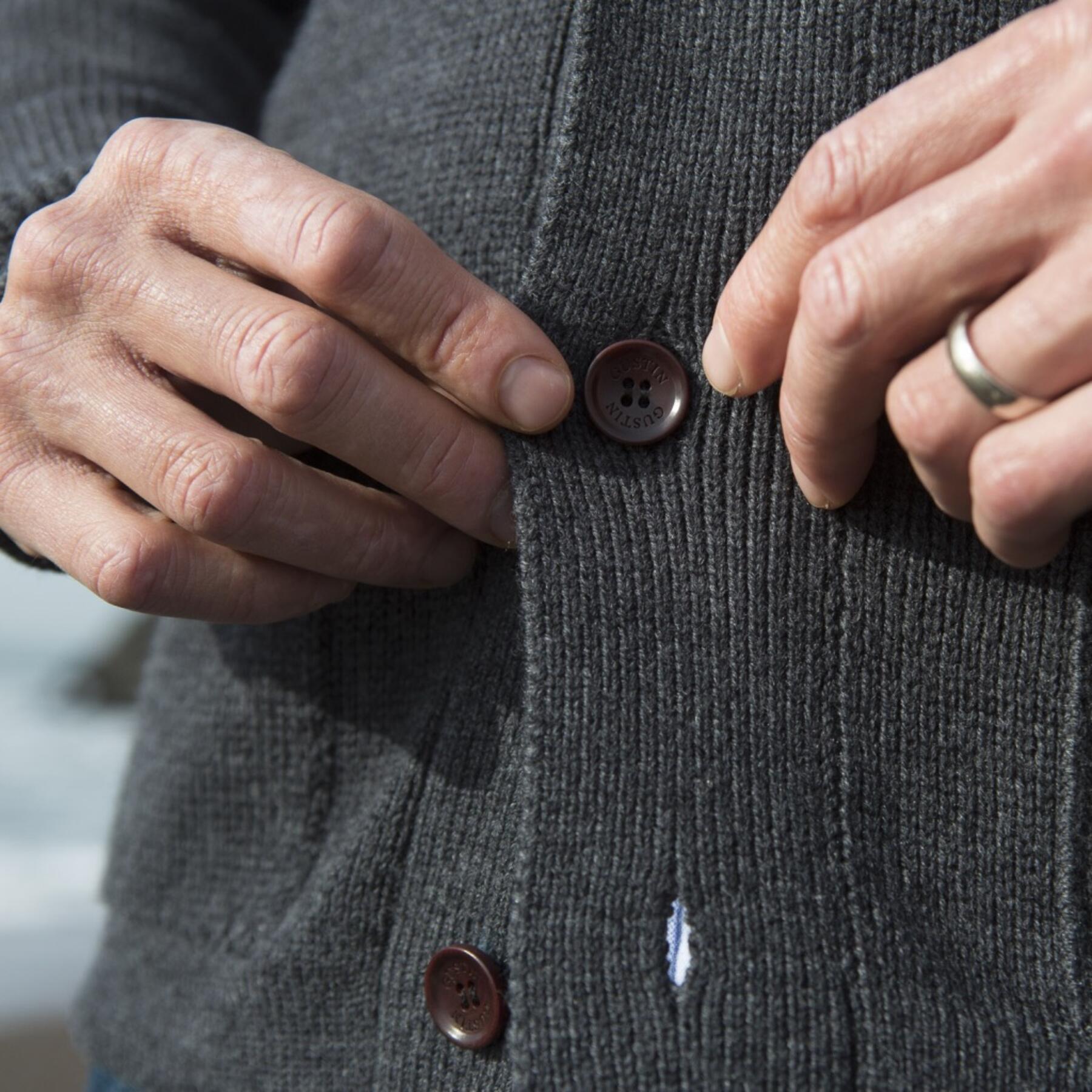 gustin cardigan sweater - charcoal merino wool